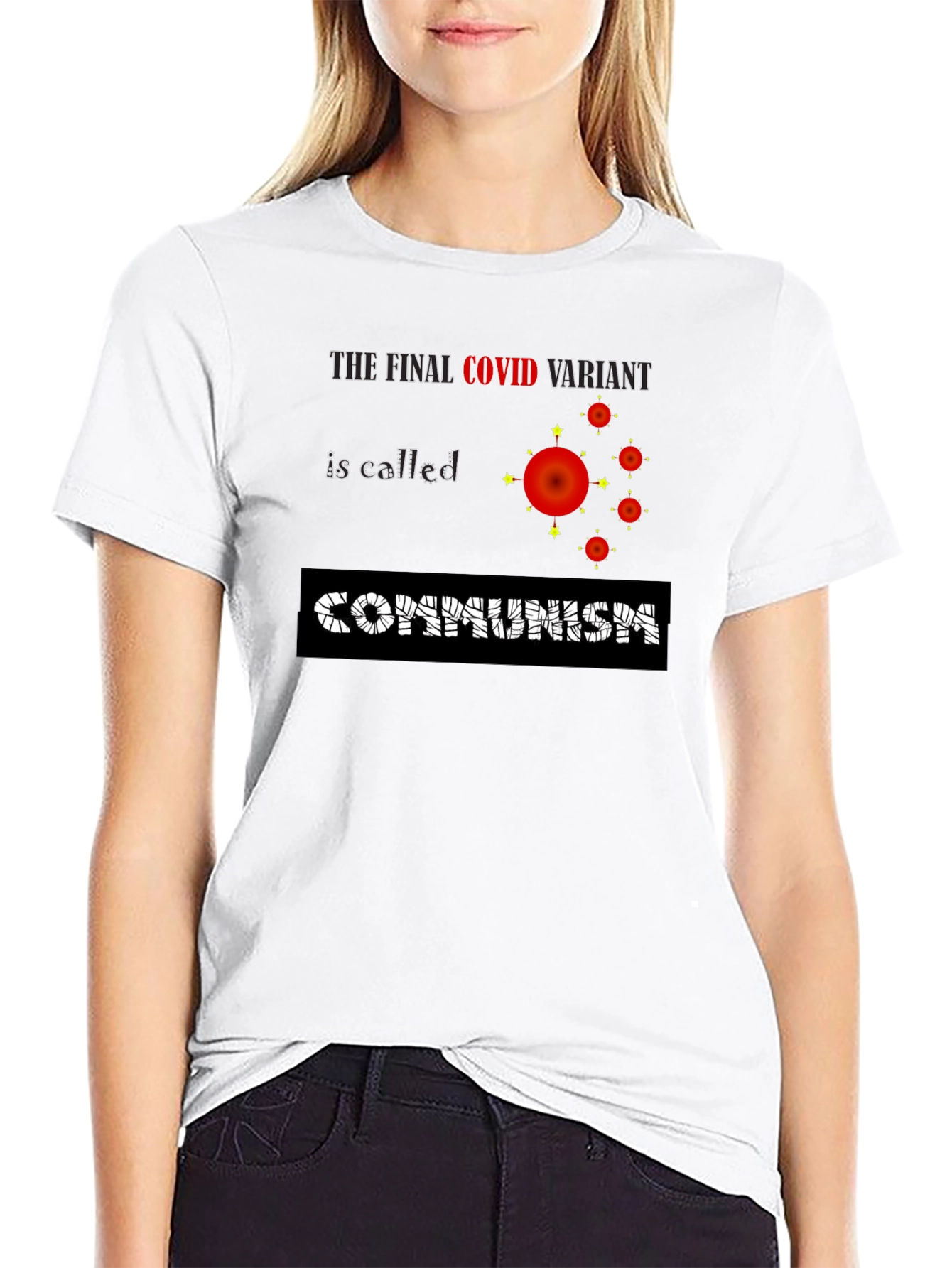 Black COVID Communism Black Graphic Tee view 9