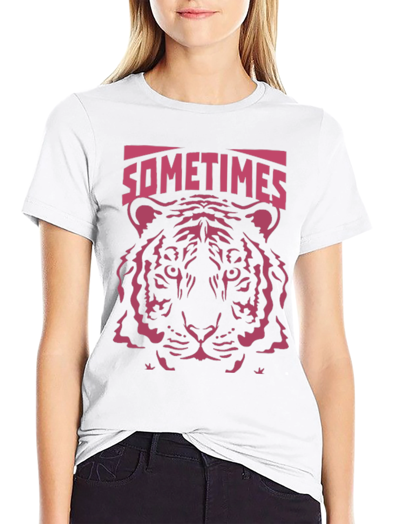 Black Sometimes Tiger Graphic T-Shirt - Cool Animal Tee view 9