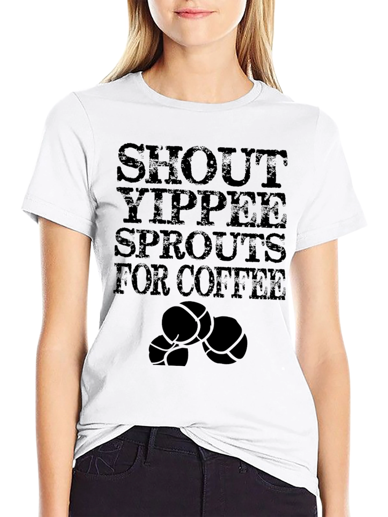 Black Shout Yippee Sprouts for Coffee T-Shirt view 9