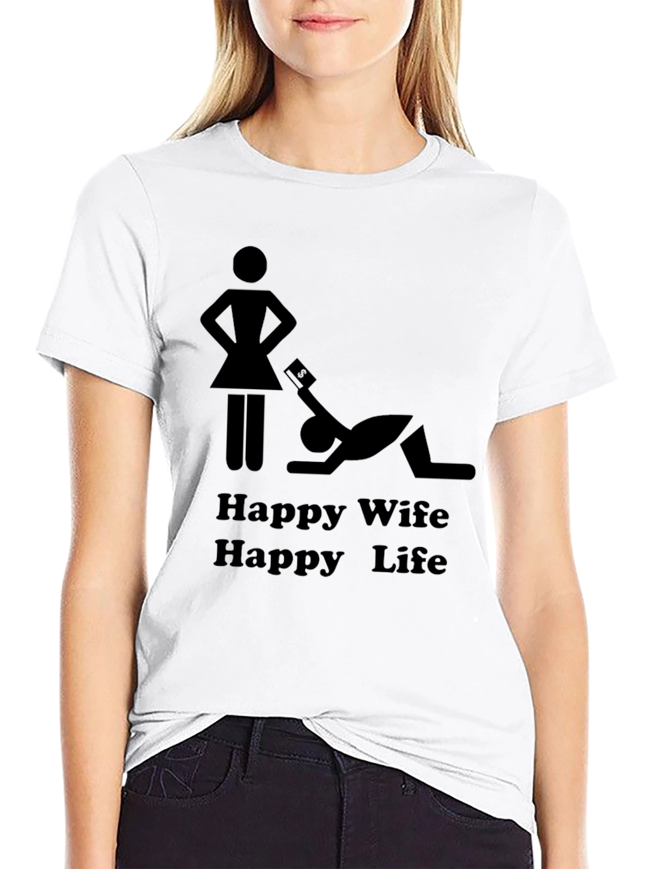 Black Happy Wife Happy Life Graphic Tee view 9