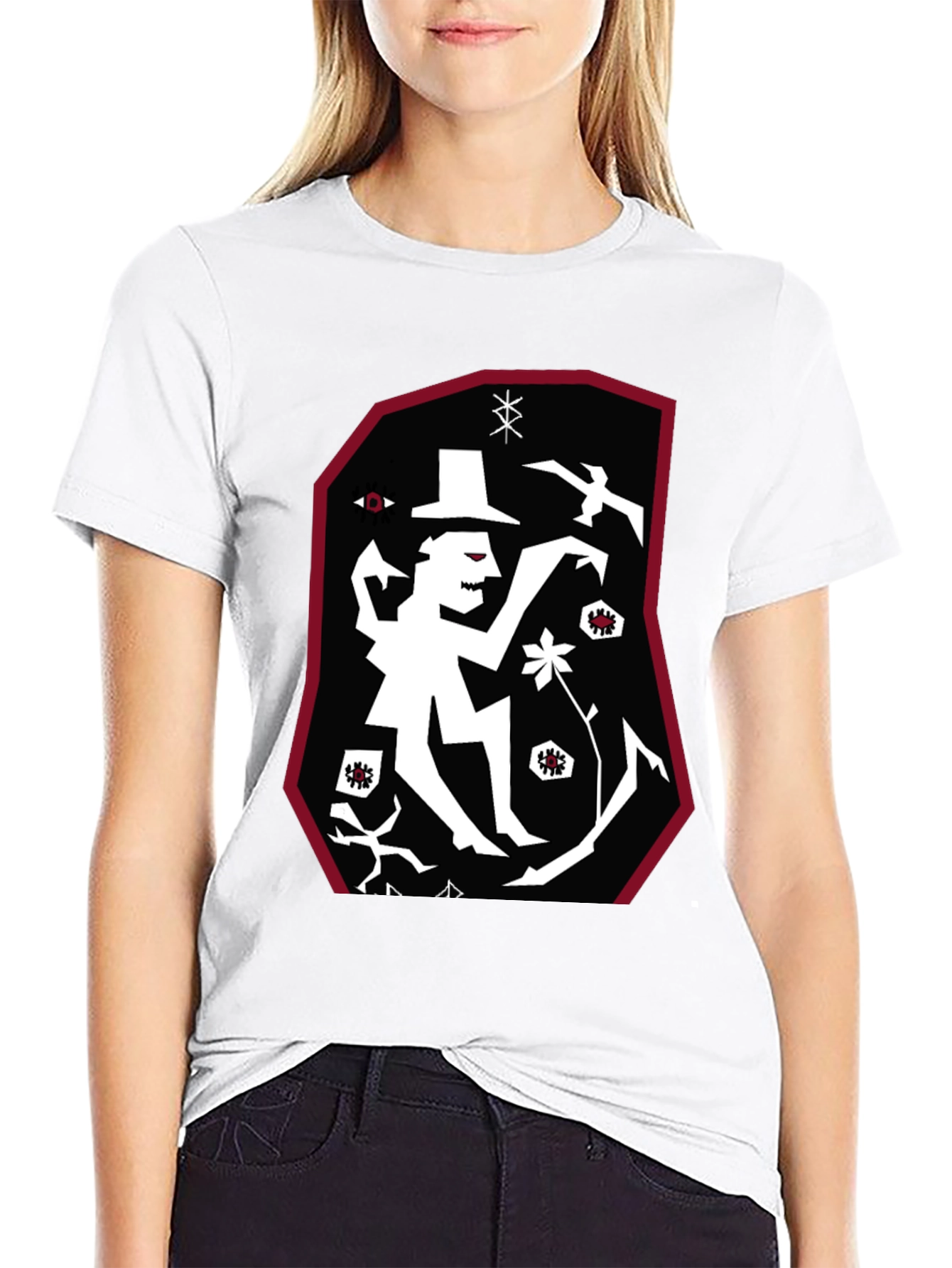 Black Unique Graphic Print T-Shirt - Eye-Catching Design view 9