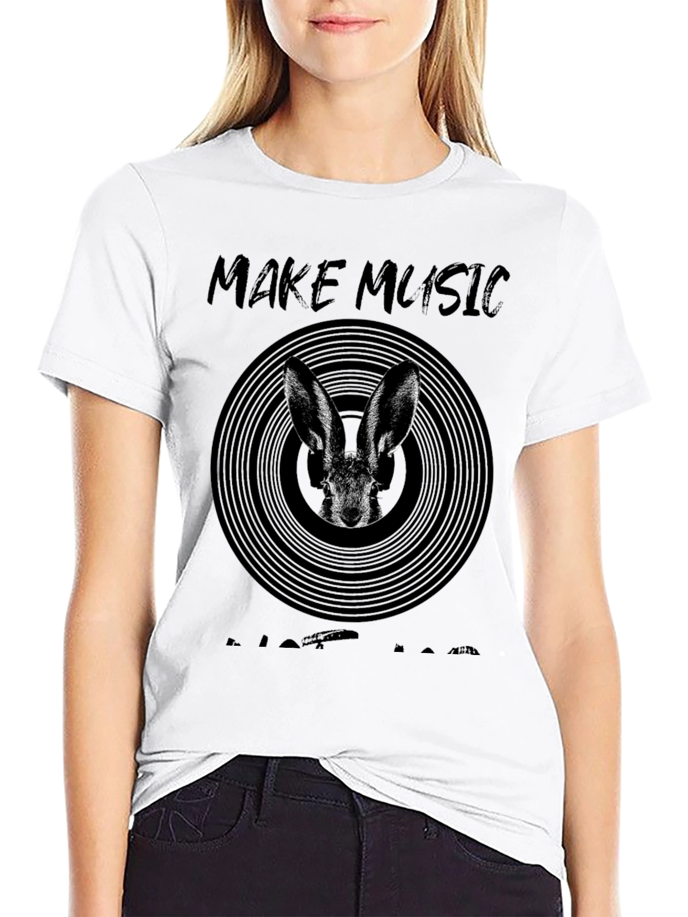 Black Make Music Not War Bunny T-Shirt view 9