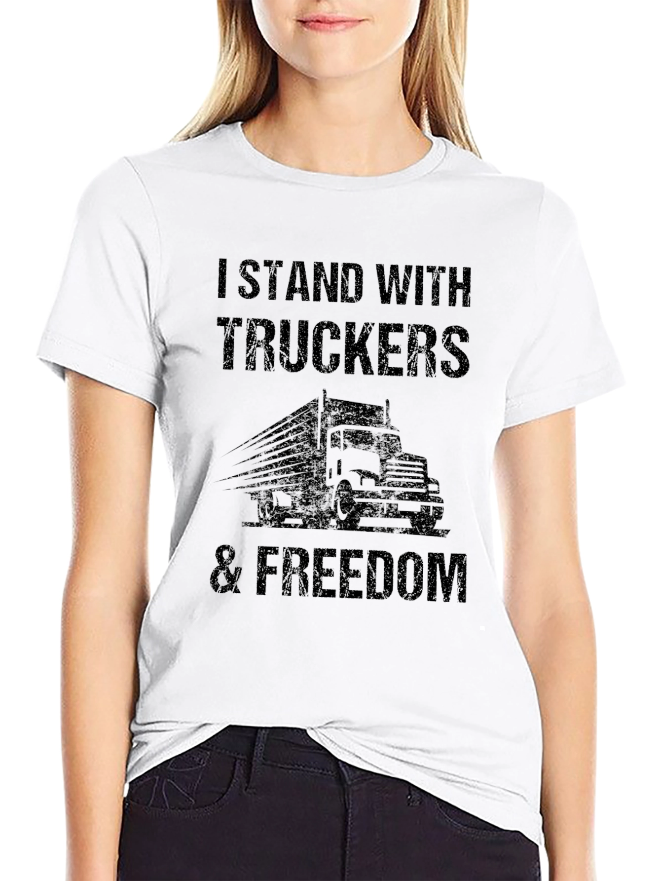 Black I Stand With Truckers & Freedom Tee view 9