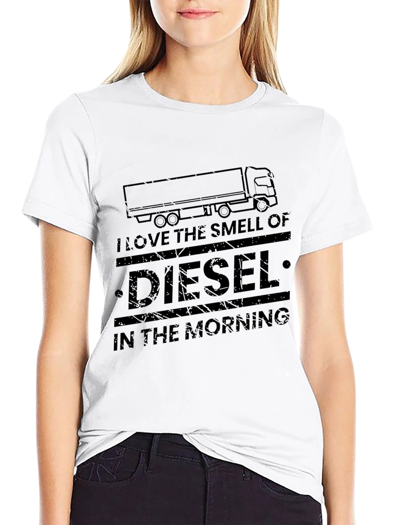 Black Diesel Smell Trucker Tee -  Men's Black Graphic T-Shirt view 9