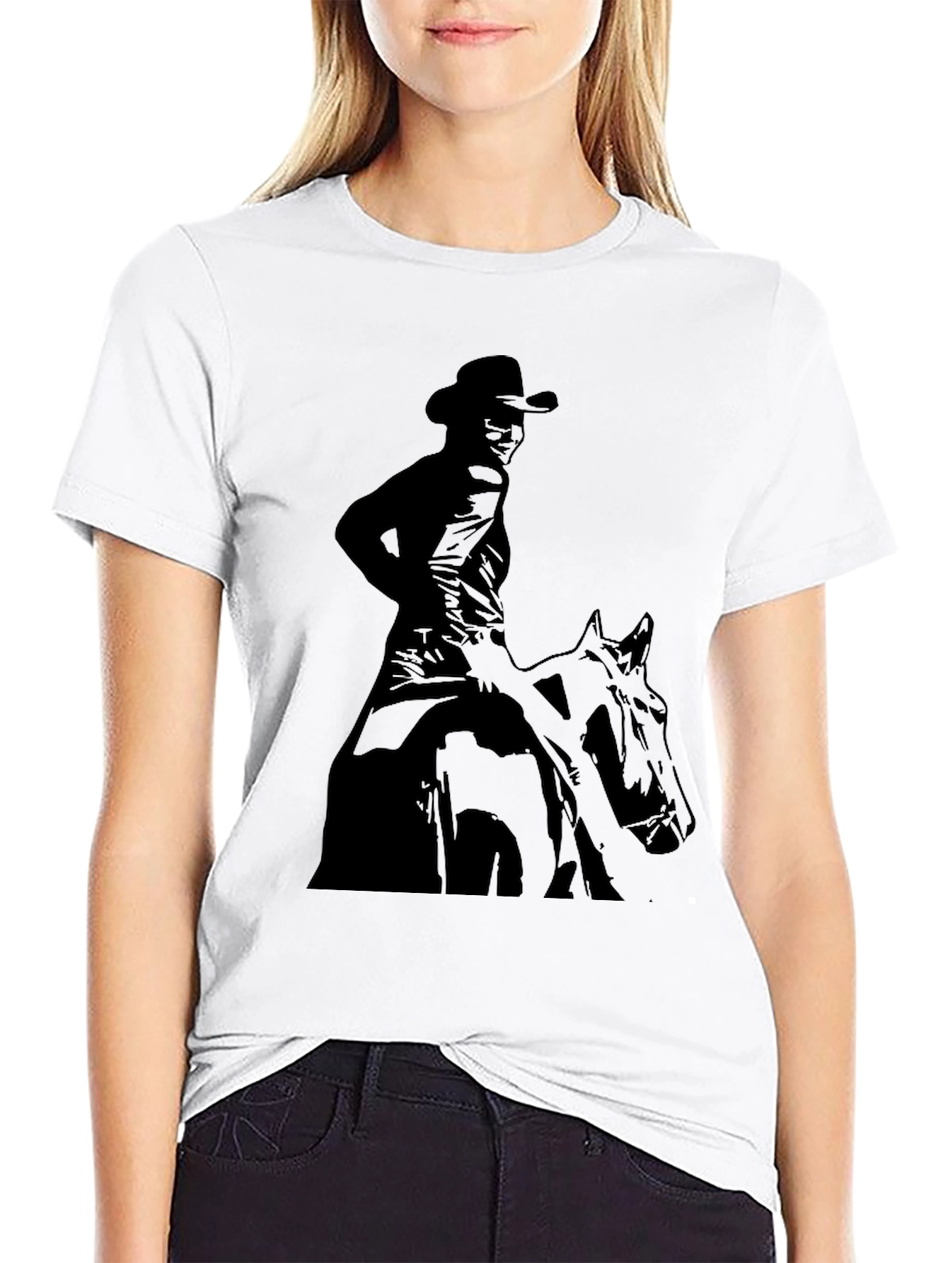 Black Cowboy Rider Graphic Black T-Shirt view 9