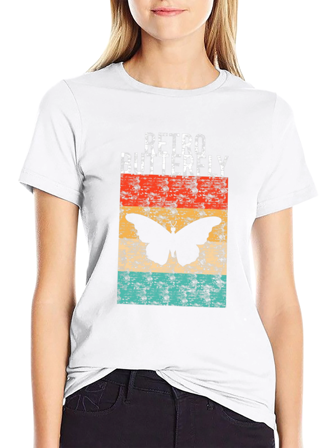 Black Retro Butterfly Graphic T-Shirt view 9