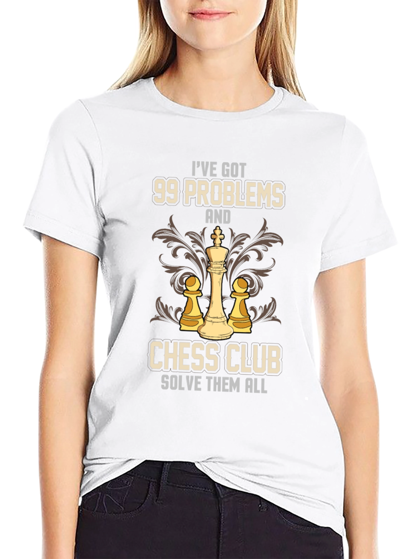 Black 99 Problems Chess Club Solve Them All T-Shirt view 9