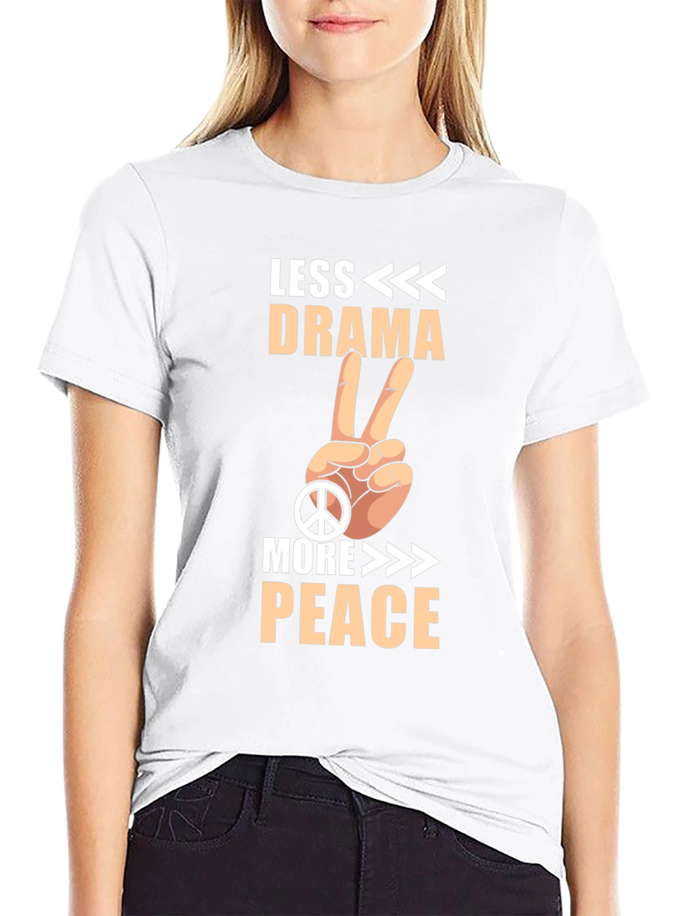 Black Less Drama More Peace Graphic Tee view 9