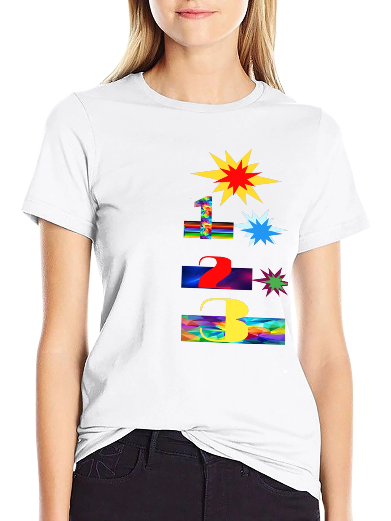 Black Fun Number Blast T-Shirt - Colorful Graphic Tee view 9