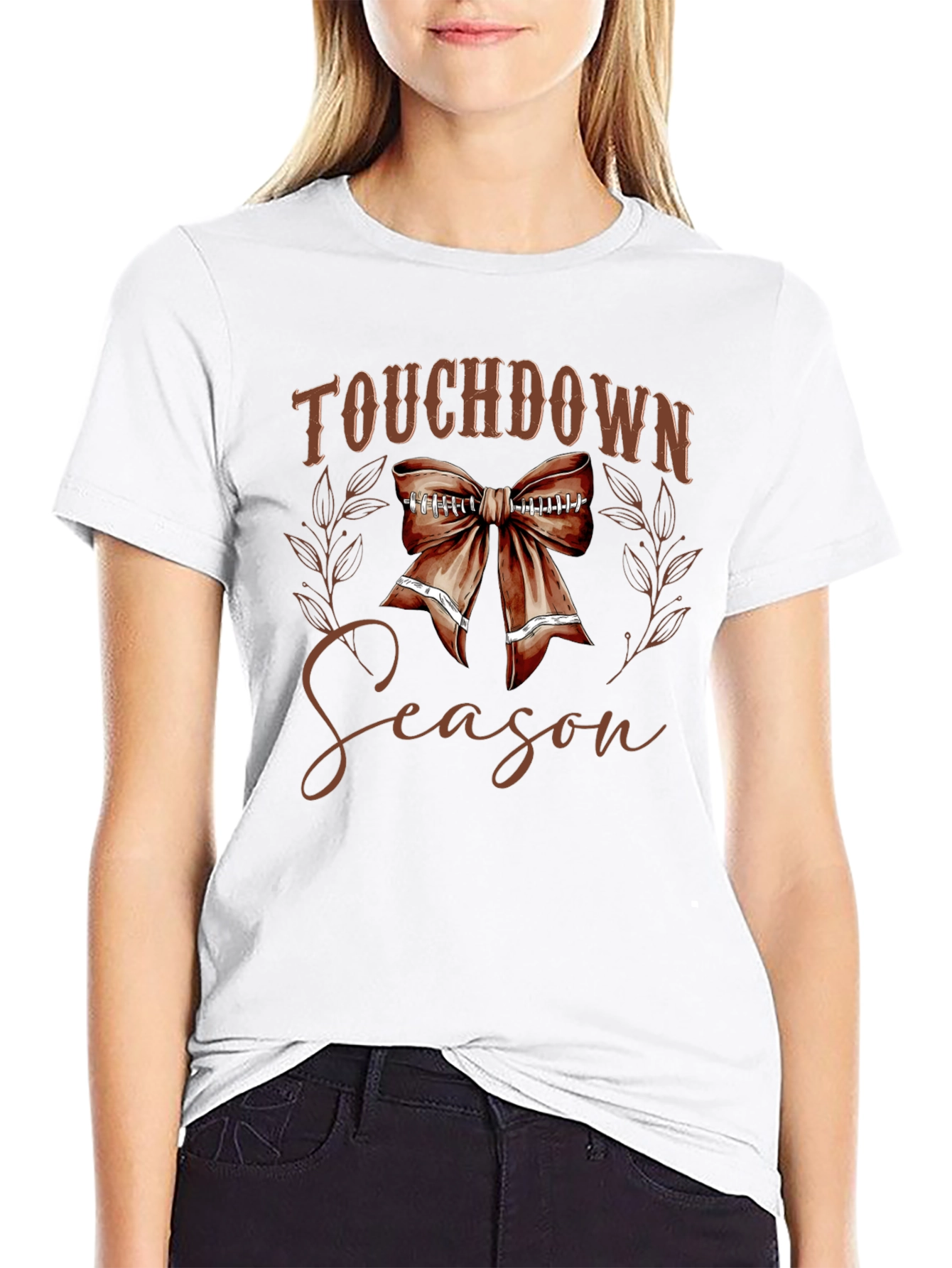 Touchdown Season Football Bow T-Shirt - 9