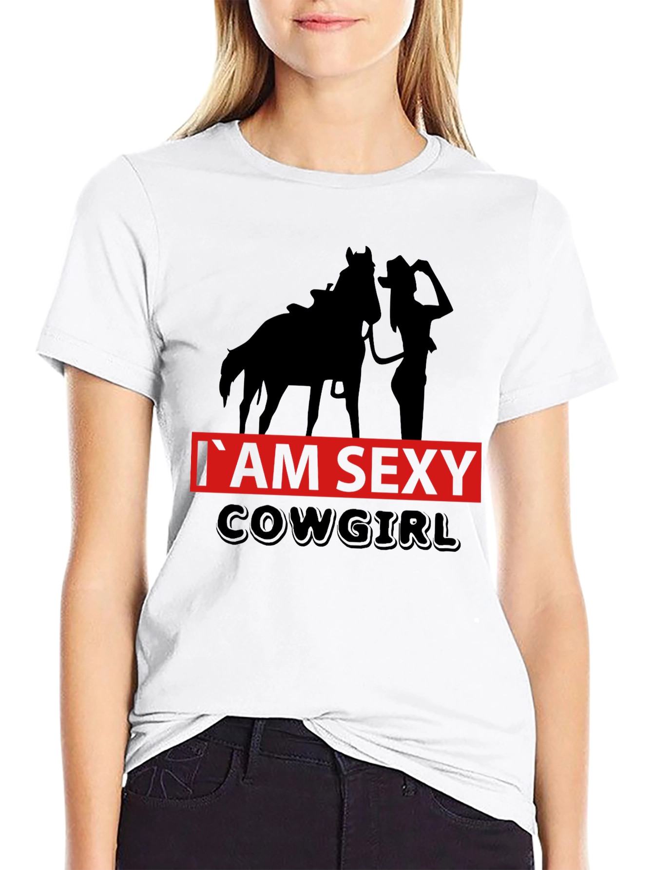 Black I'm Sexy Cowgirl Graphic Tee - Black Unisex T-Shirt view 9