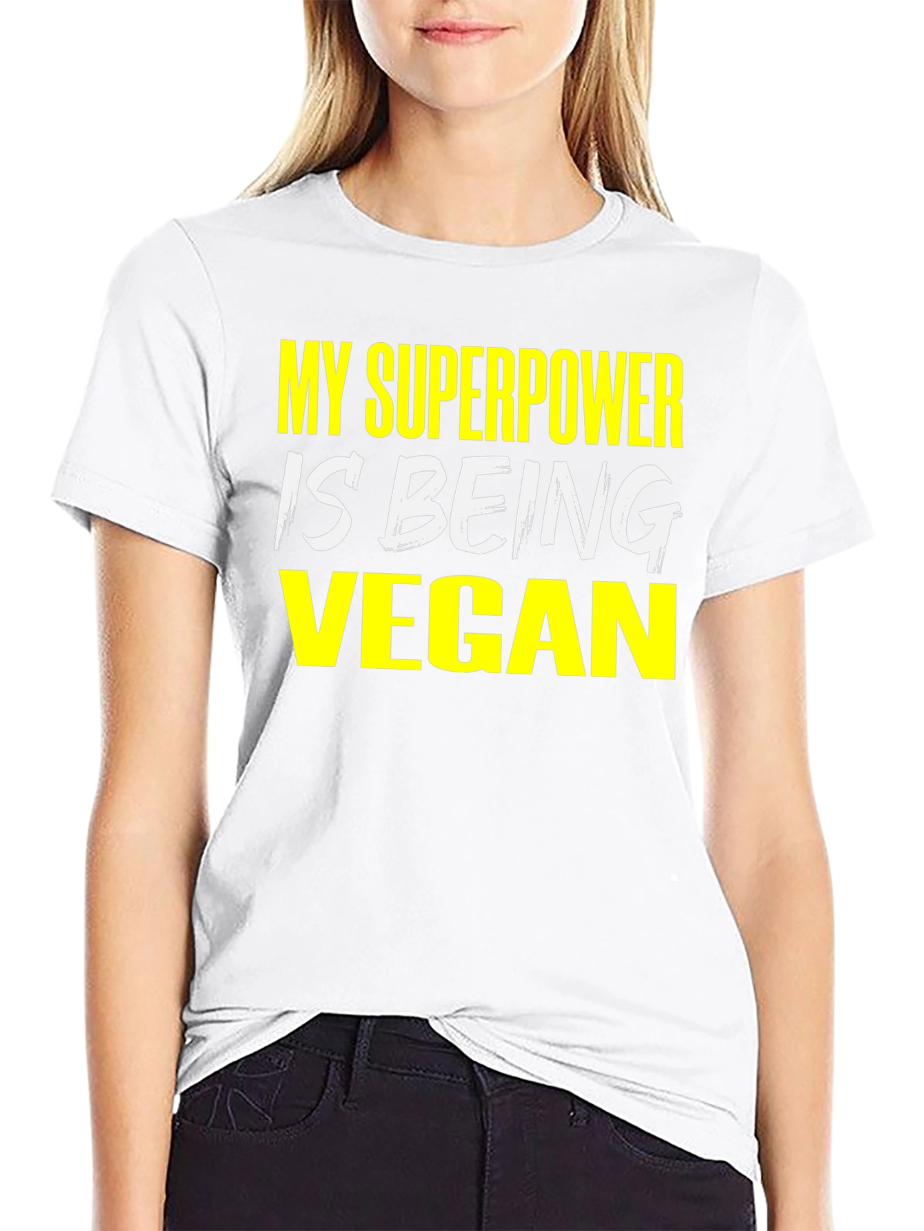 Black Vegan Superpower T-Shirt - Black Graphic Tee view 9
