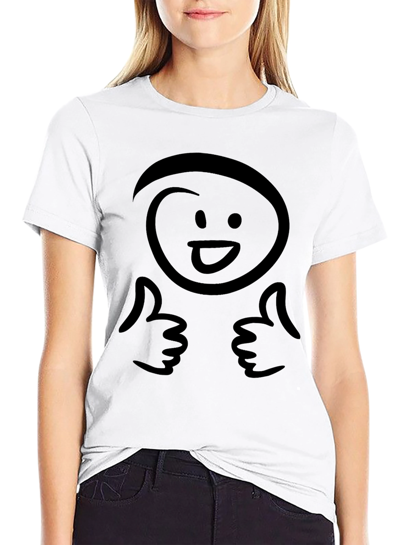 Black Funny Smiley Face Thumbs Up Black T-Shirt view 9