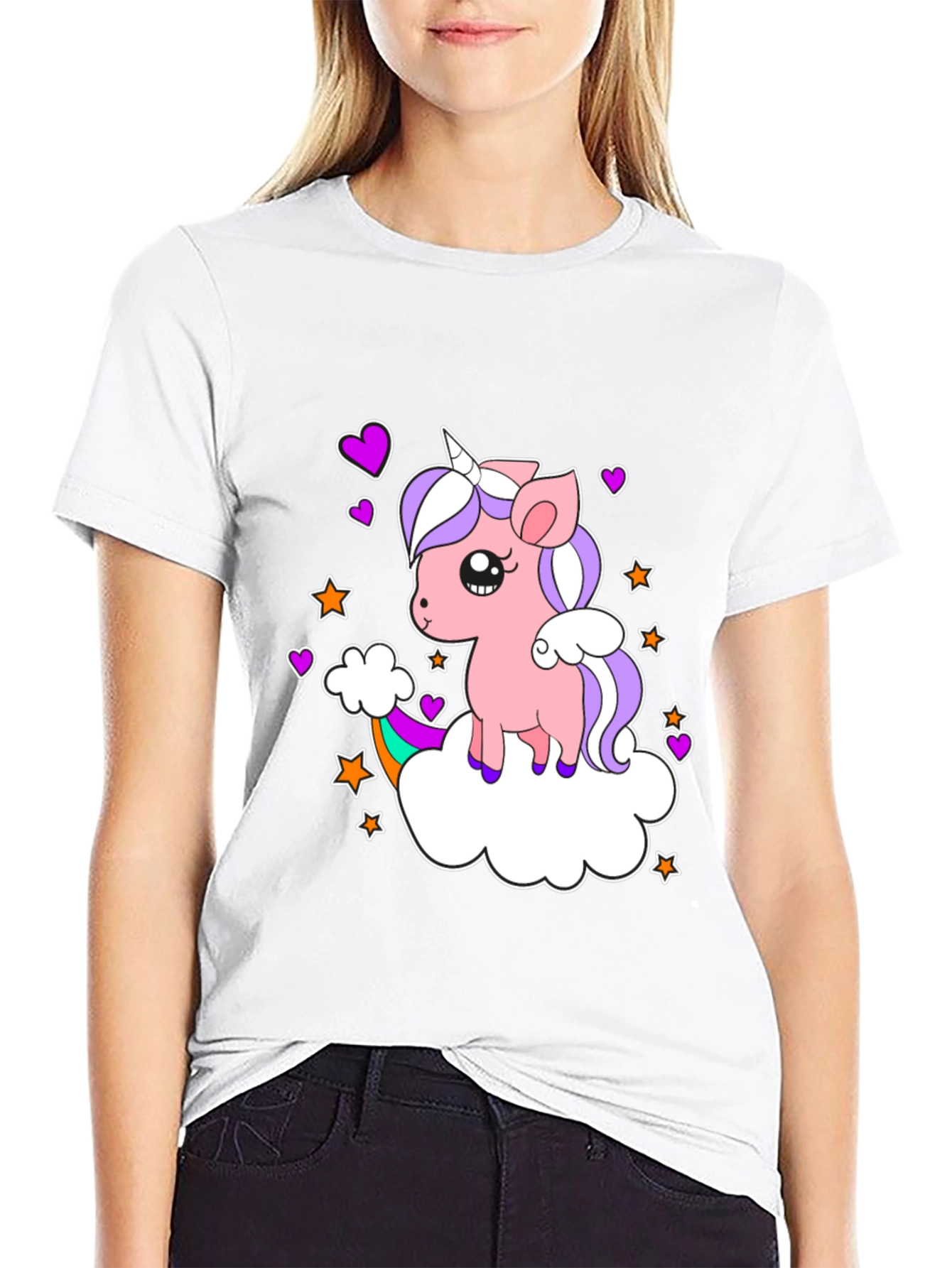 Black Cute Unicorn T-Shirt: Whimsical Rainbow Design view 9