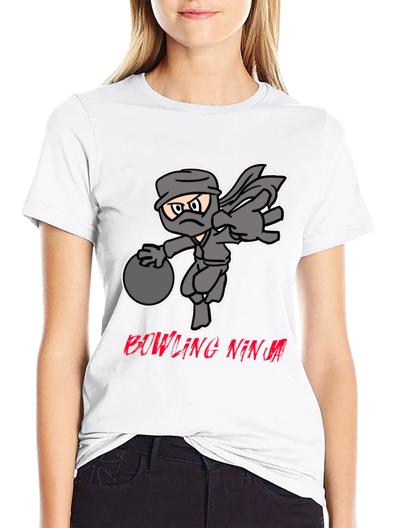 Black Bowling Ninja Graphic Tee - Strike with Stealth! view 9