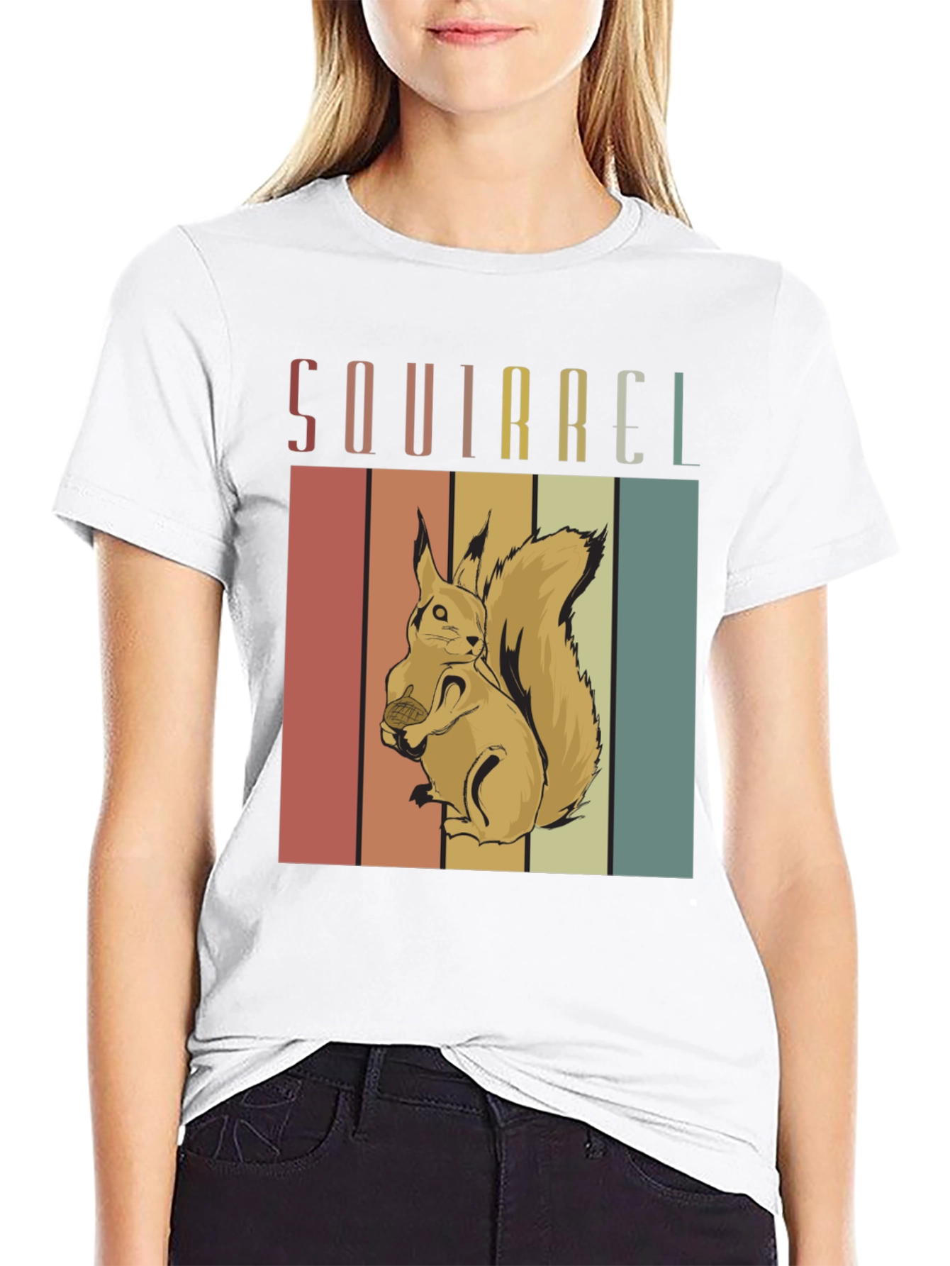 Black Retro Squirrel Graphic T-Shirt - Vintage Style view 9
