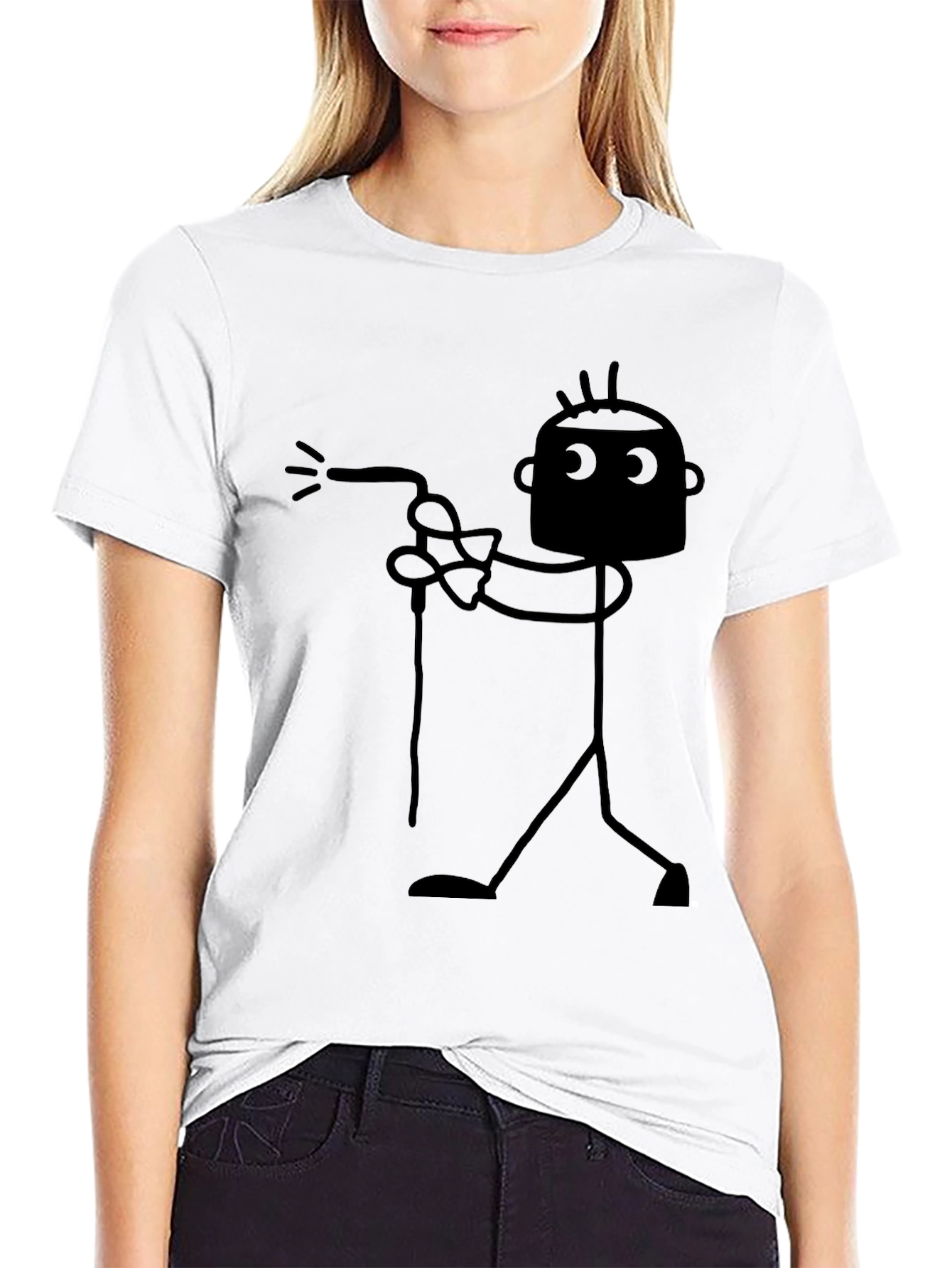 Black Funny Welder Stick Figure Black T-Shirt view 9