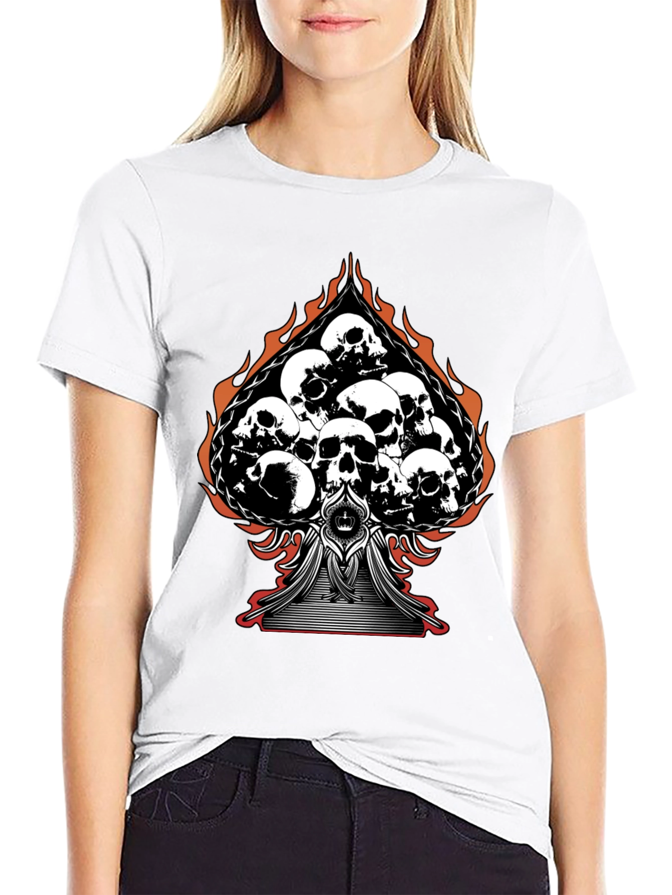 Black Skull Spade Graphic Tee - Black view 9