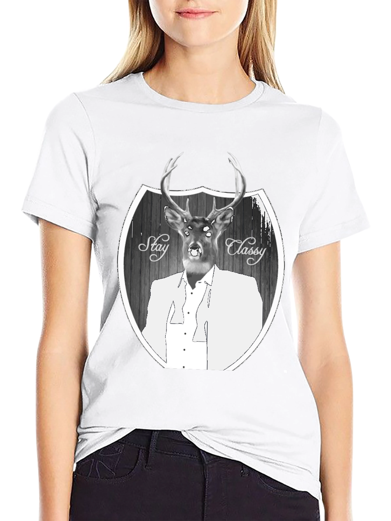 Black Stay Classy Deer Graphic T-Shirt - Men's Black Tee view 9