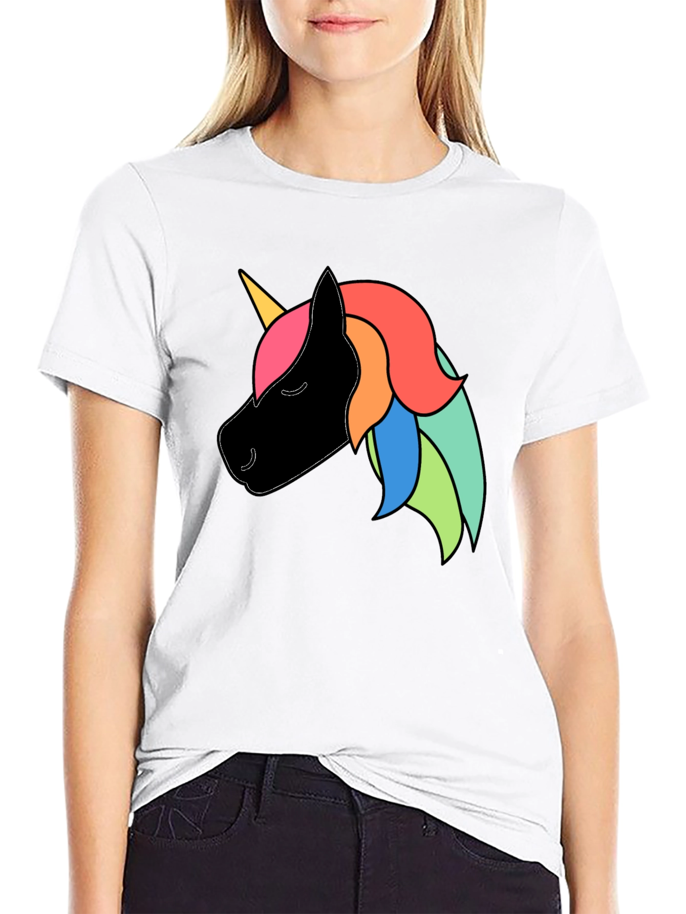 Black Unicorn Graphic Black T-Shirt view 9