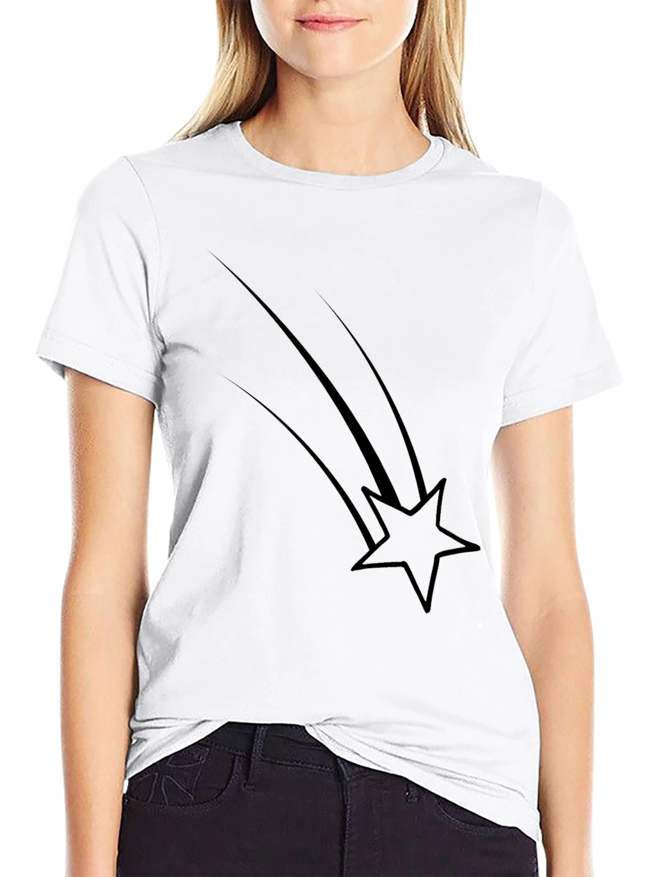 Black Men's Black Graphic Tee - Shooting Star Design view 9