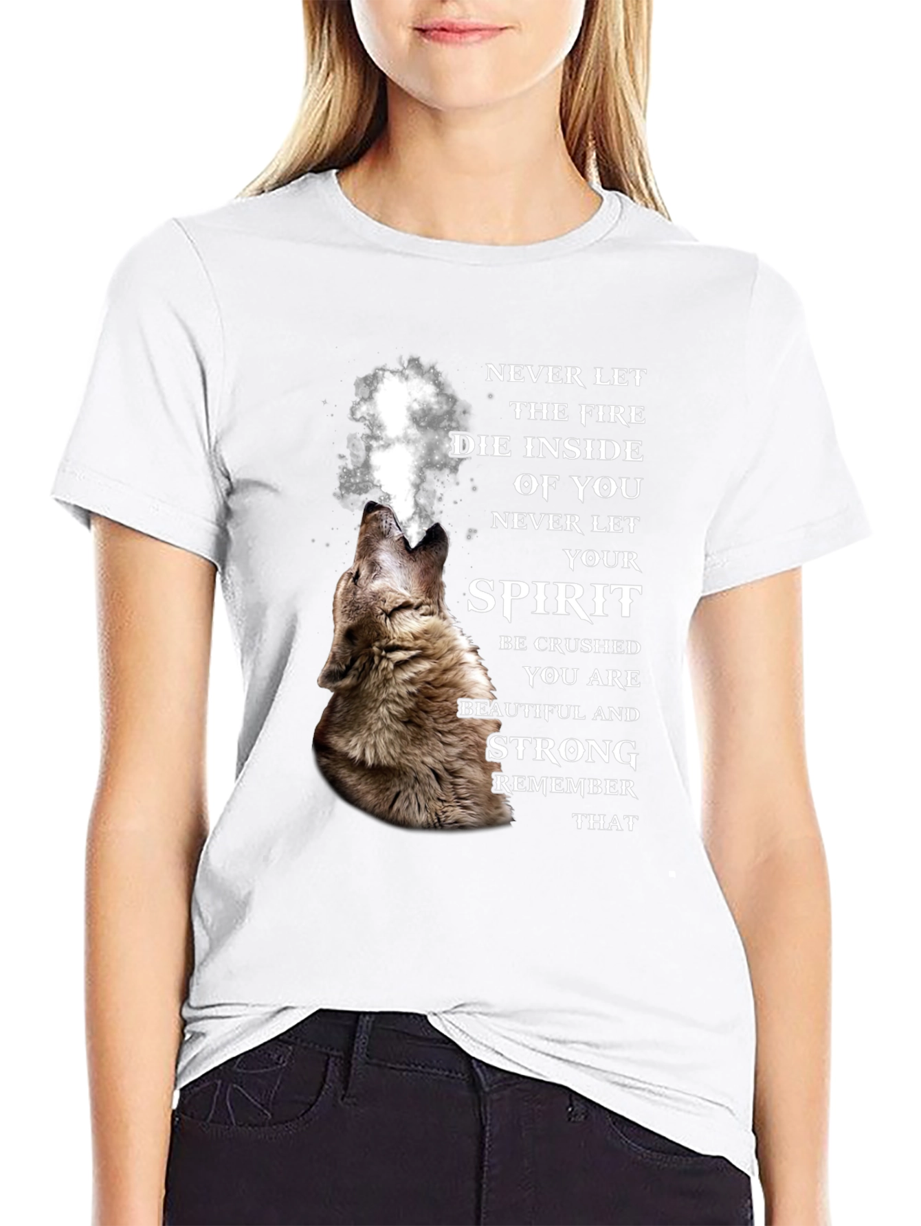 Black Wolf Spirit Graphic Tee - Never Let Your Fire Die view 9