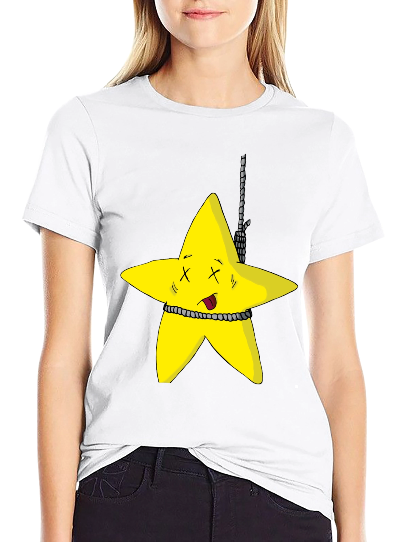 Black Cartoon Star Graphic Black T-Shirt view 9