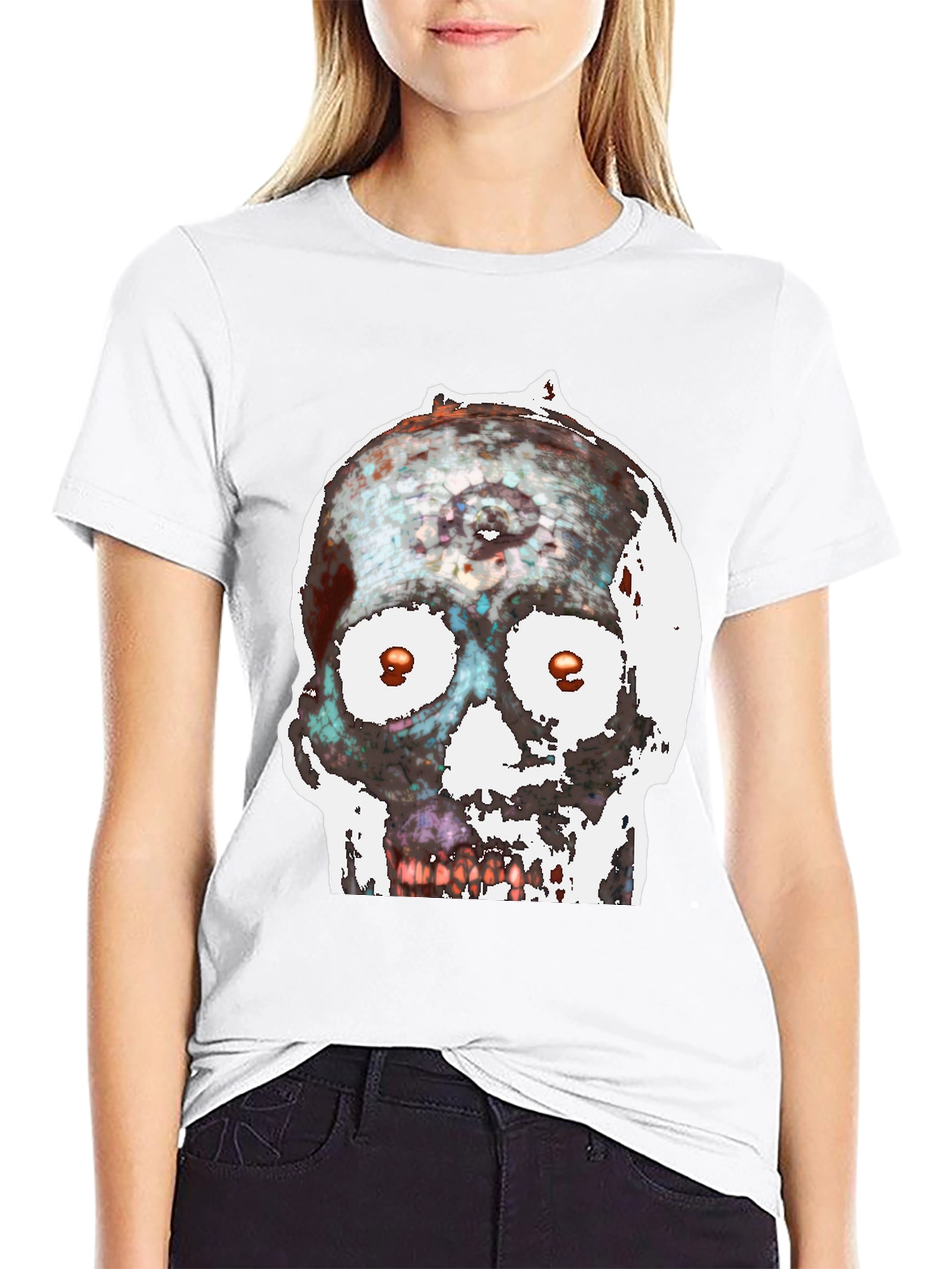Black Edgy Skull Graphic Tee view 9