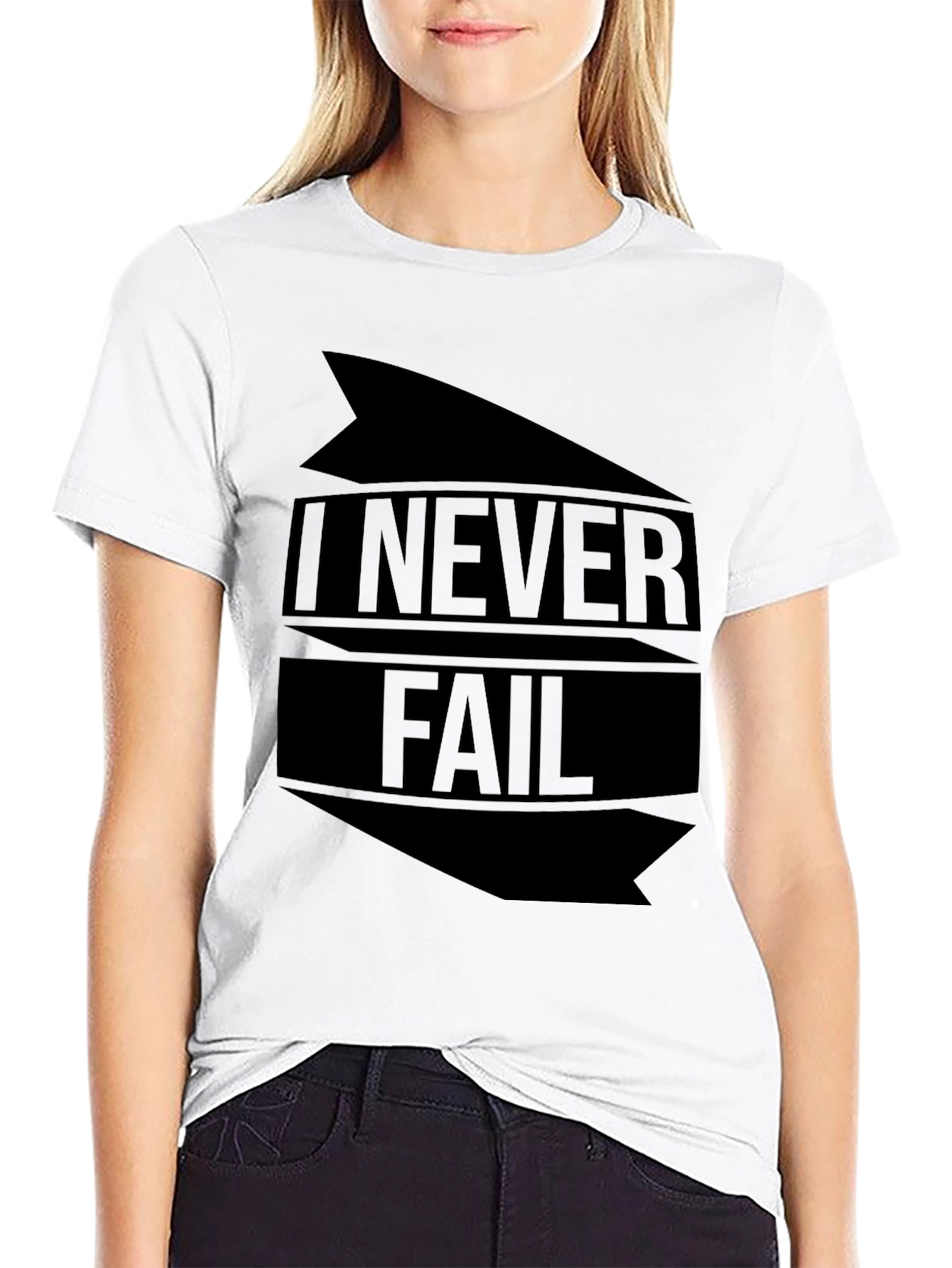 Black I NEVER FAIL Graphic Tee - Bold Statement T-Shirt view 9