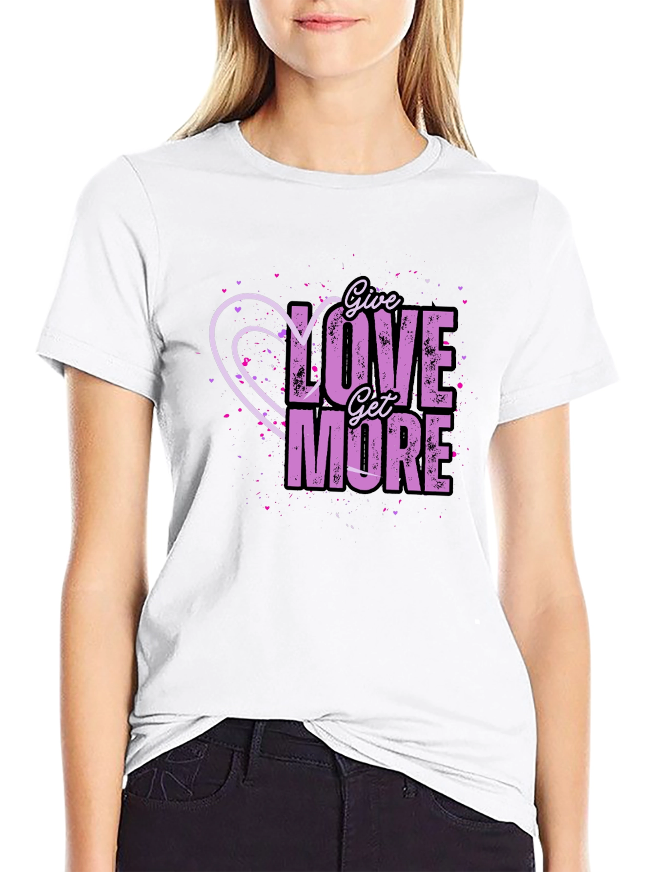 Black Give Love Get More Graphic T-Shirt view 9