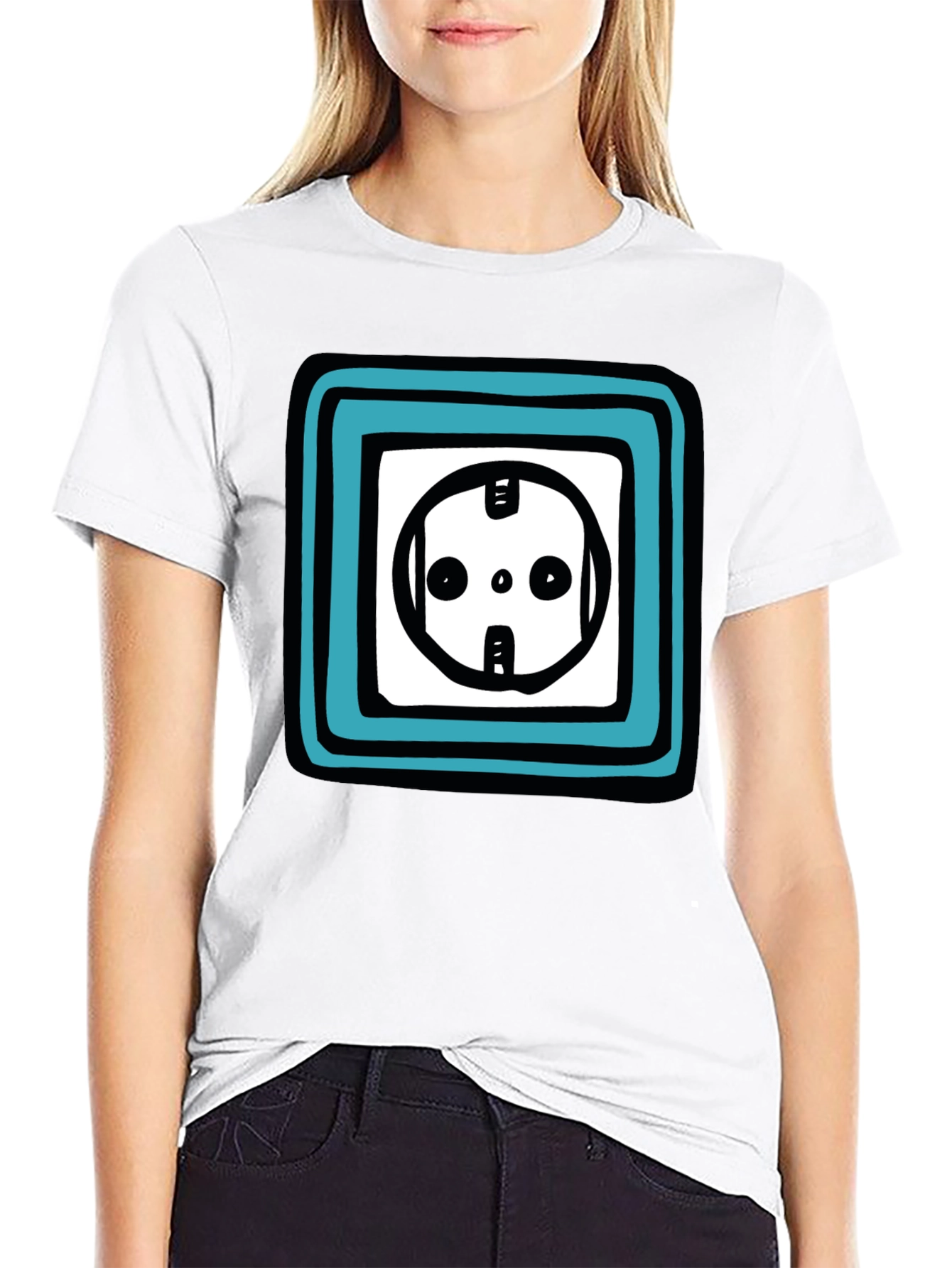 Black Electric Outlet Graphic T-Shirt - Funky Trendy Design view 9