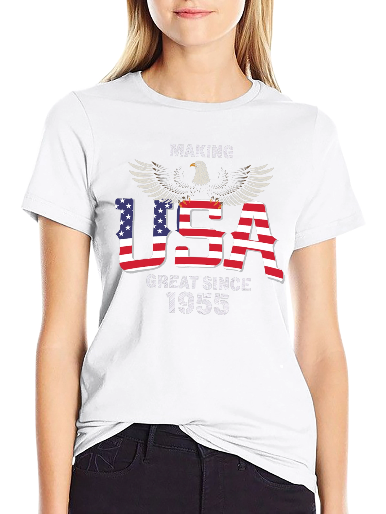 Black USA Great Since 1955 Eagle Patriotic T-Shirt view 9