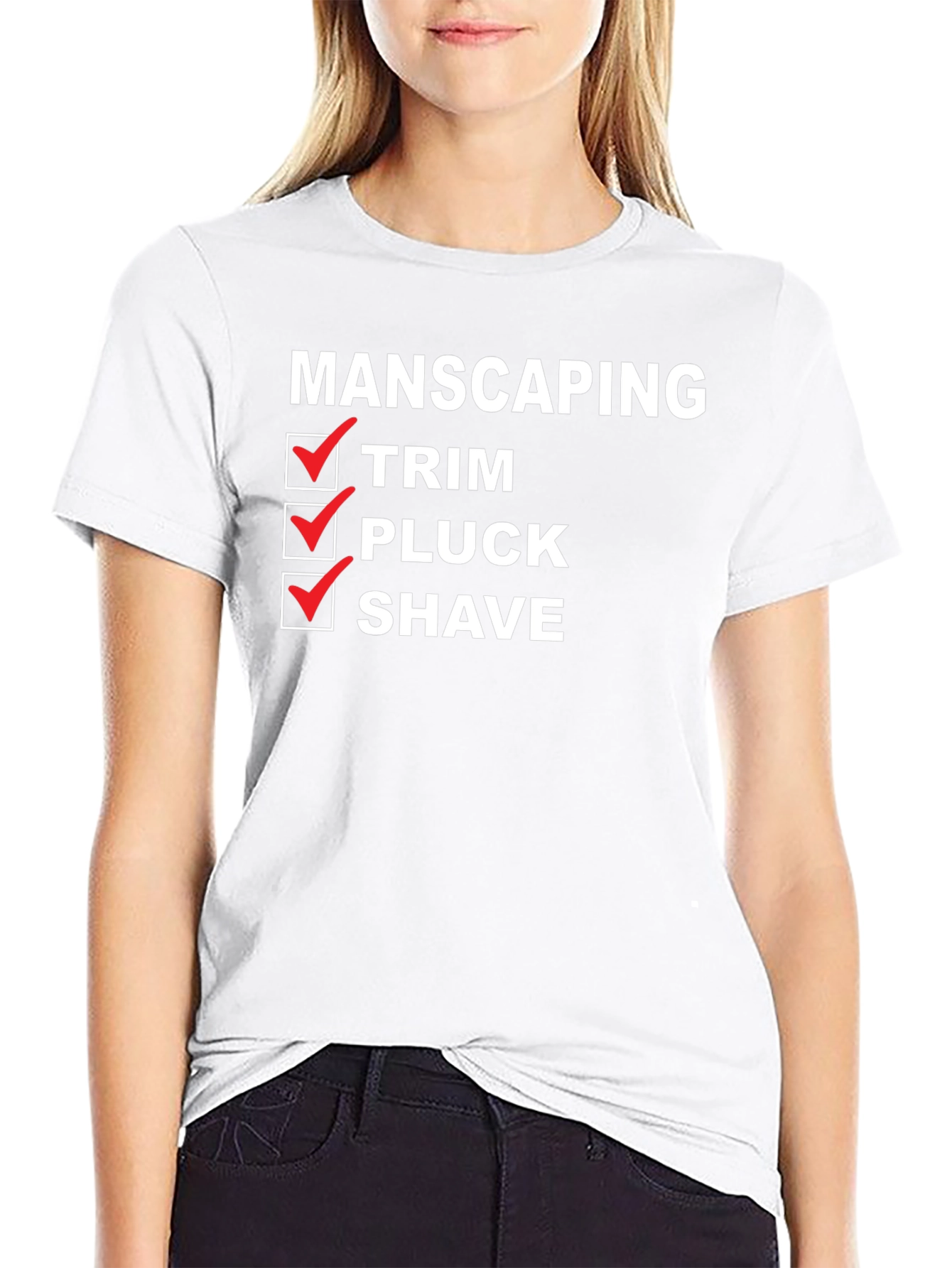 Black Manscaping Checklist T-Shirt - Funny Grooming Tee view 9