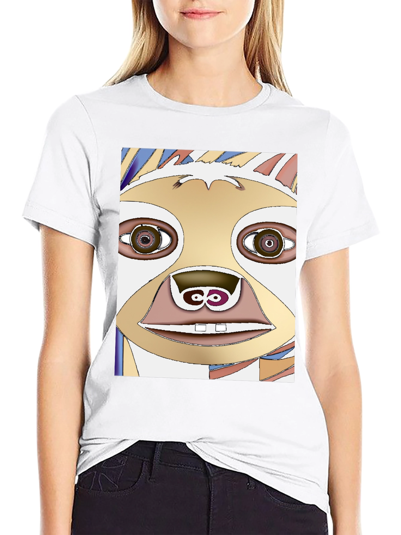 Black Abstract Sloth Graphic Tee - Unique Art Design view 9