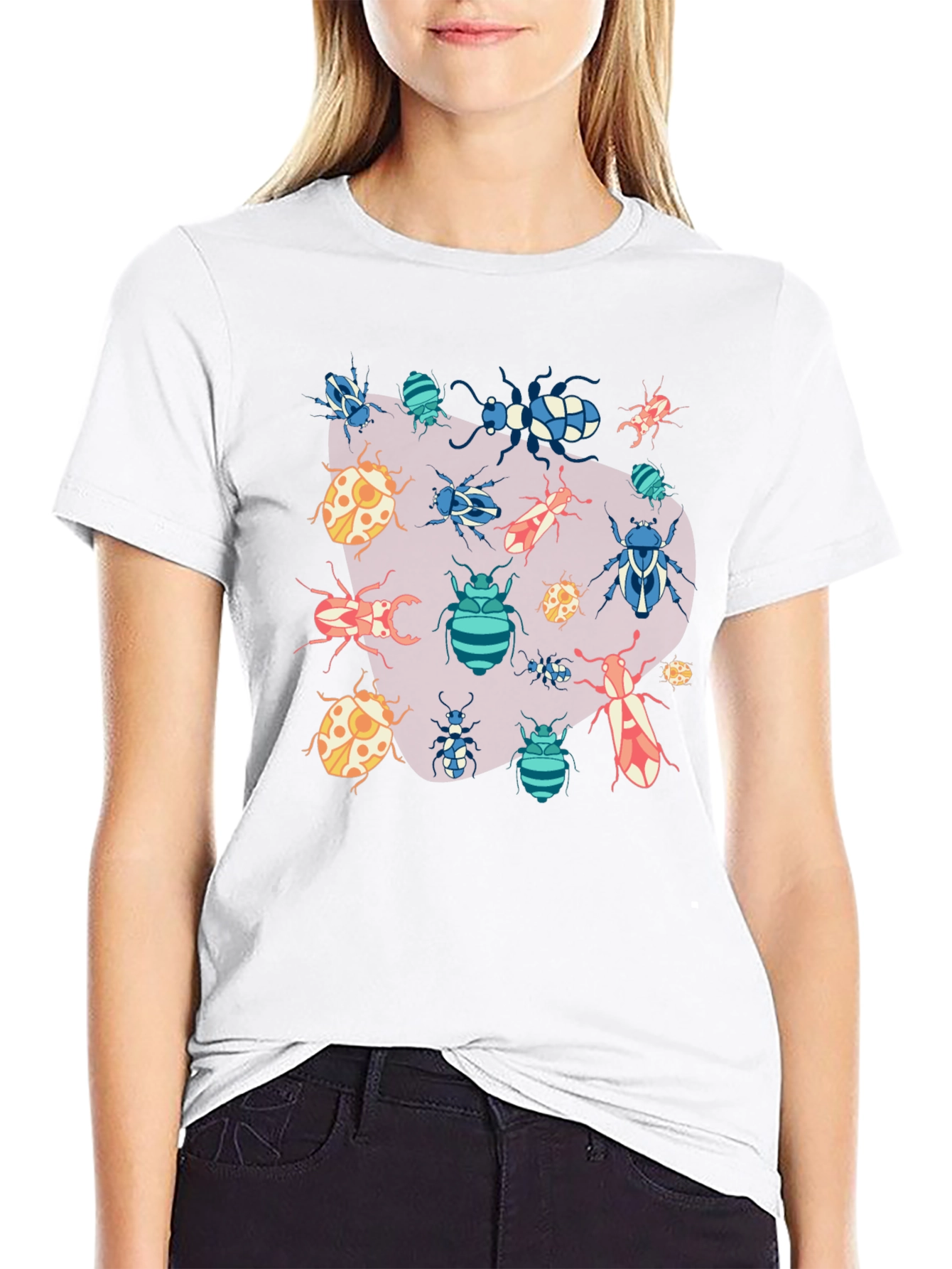 Black Bug Print T-Shirt - Unique Insect Design view 9