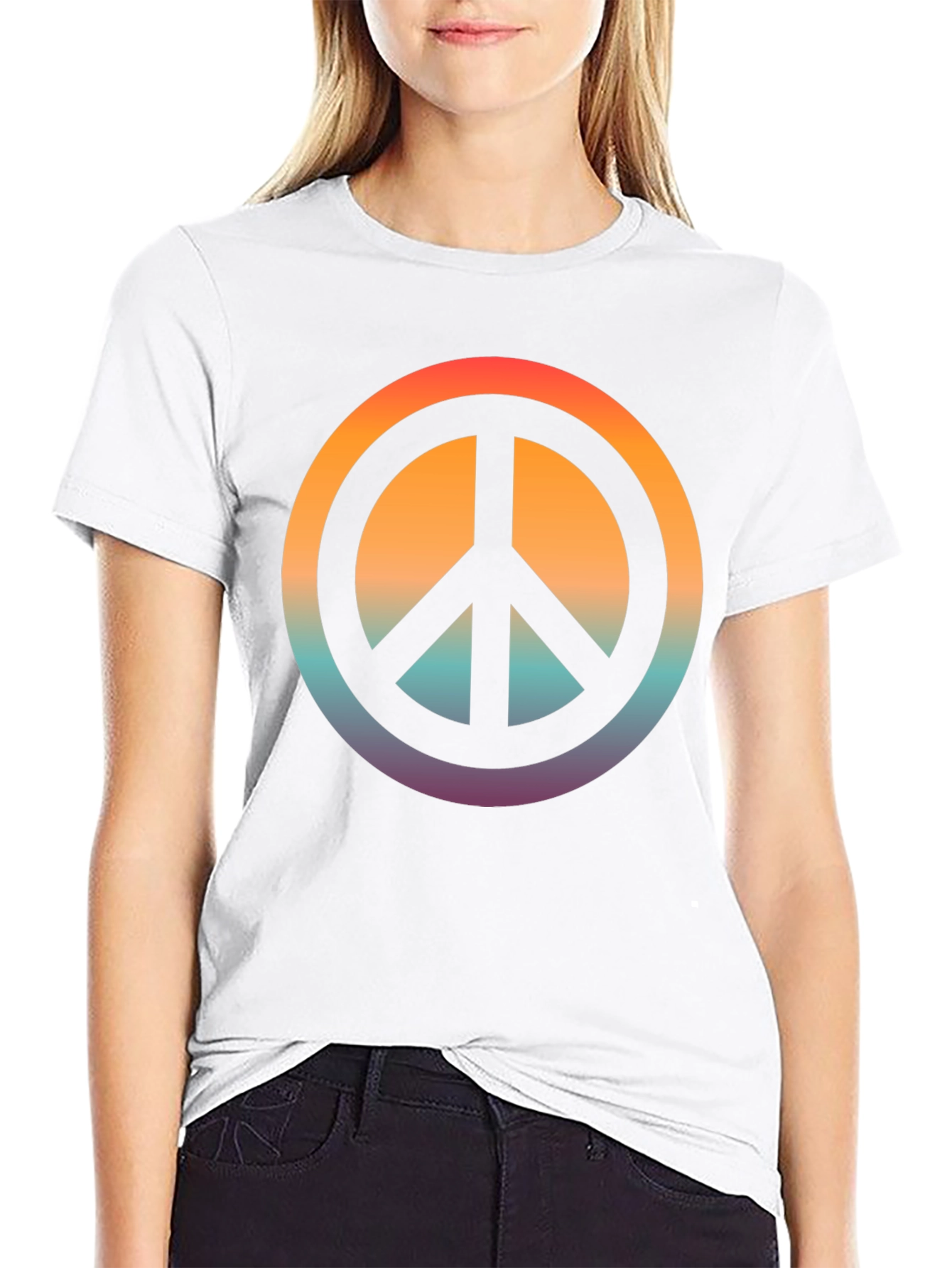 Black Retro Peace Sign T-Shirt view 9
