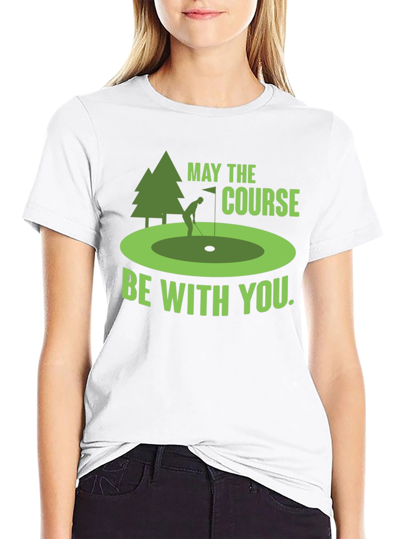 Black Funny Golf T-Shirt: May The Course Be With You view 9