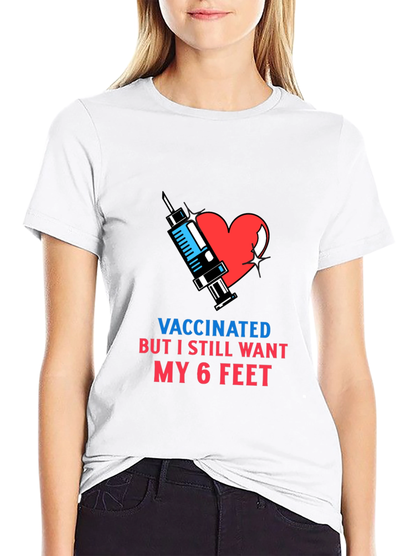 Black Vaccinated 6 Feet T-Shirt view 9
