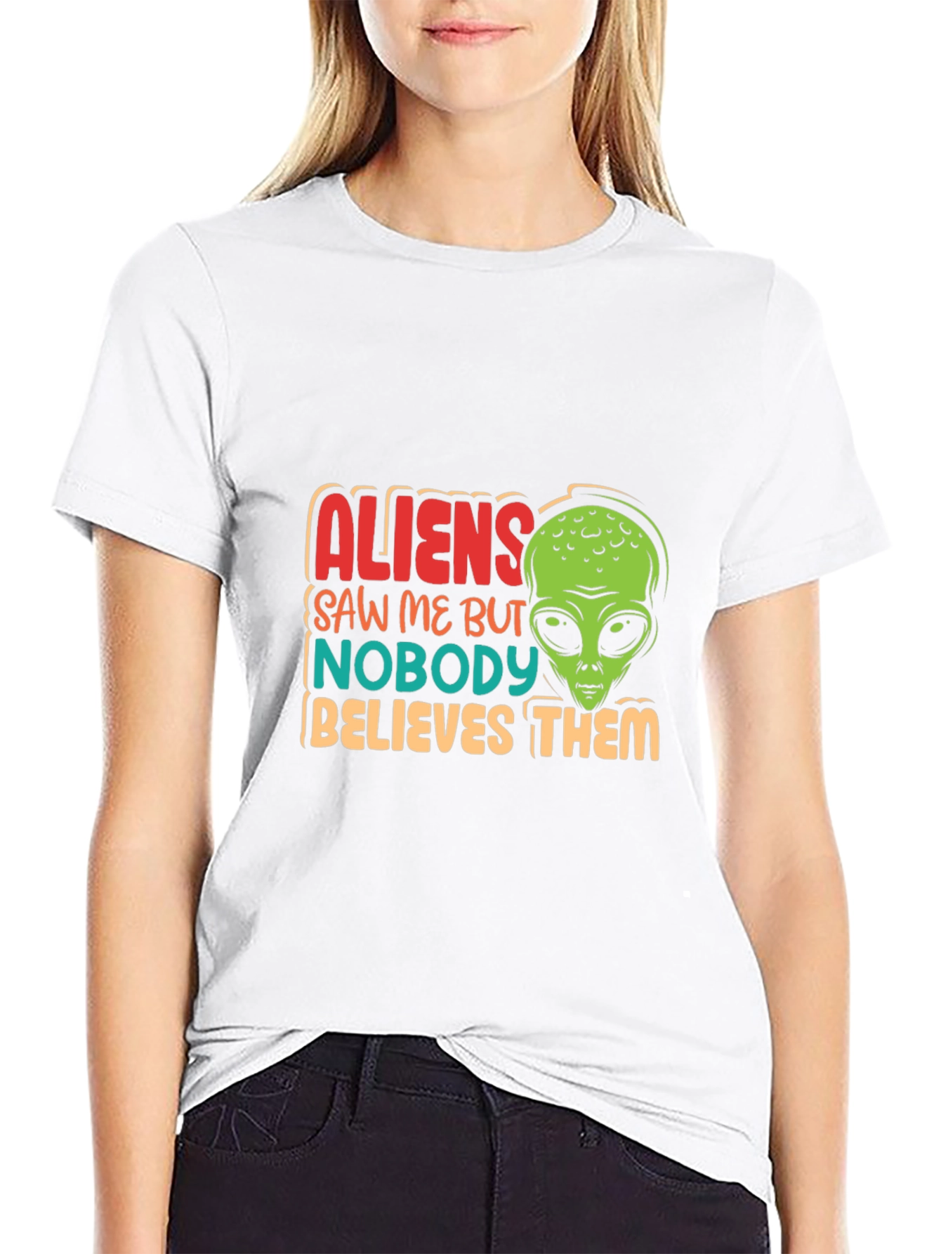 Black Aliens Saw Me Funny Graphic T-Shirt view 9