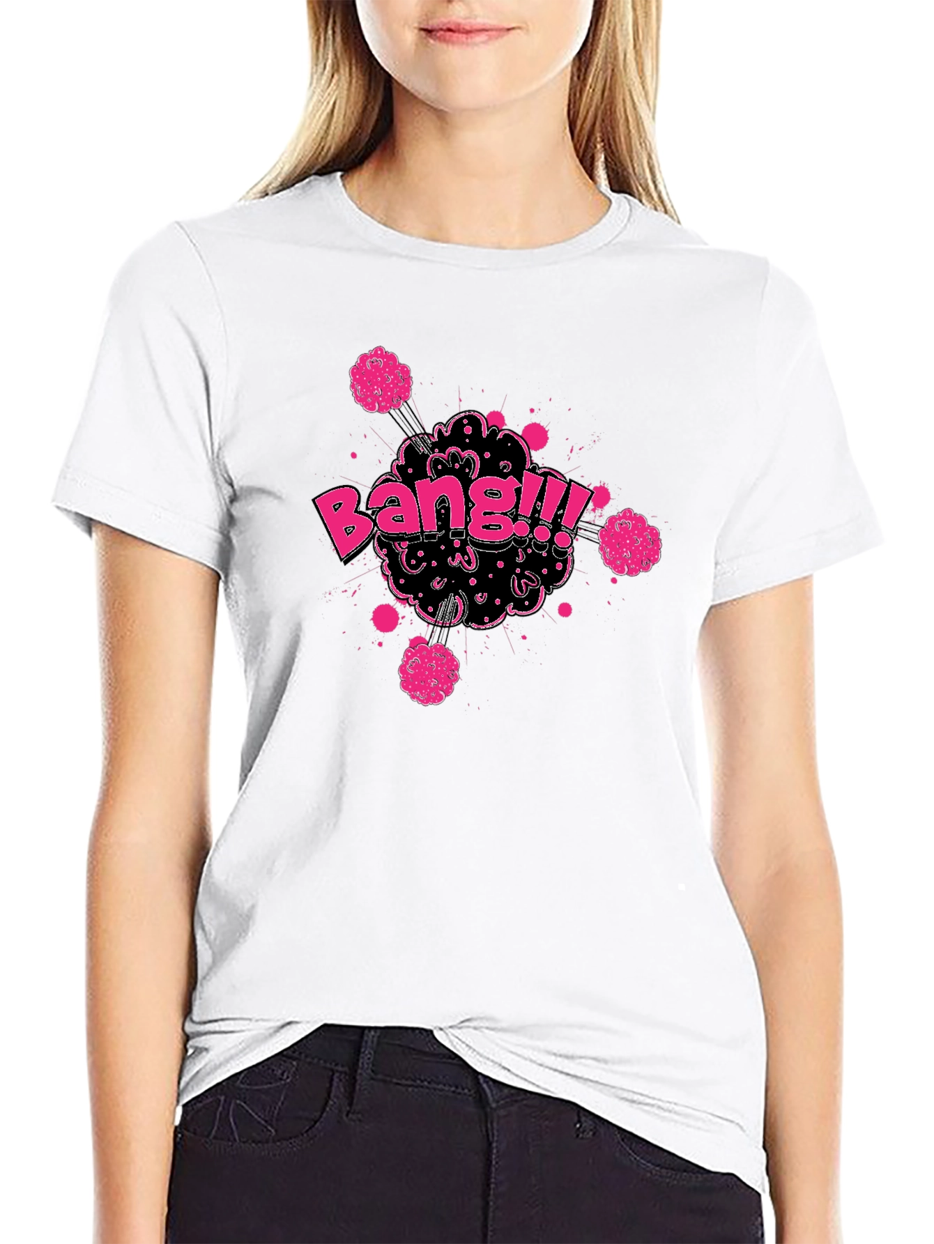 Black Bang!!! Graphic T-Shirt - Black Cotton Tee view 9