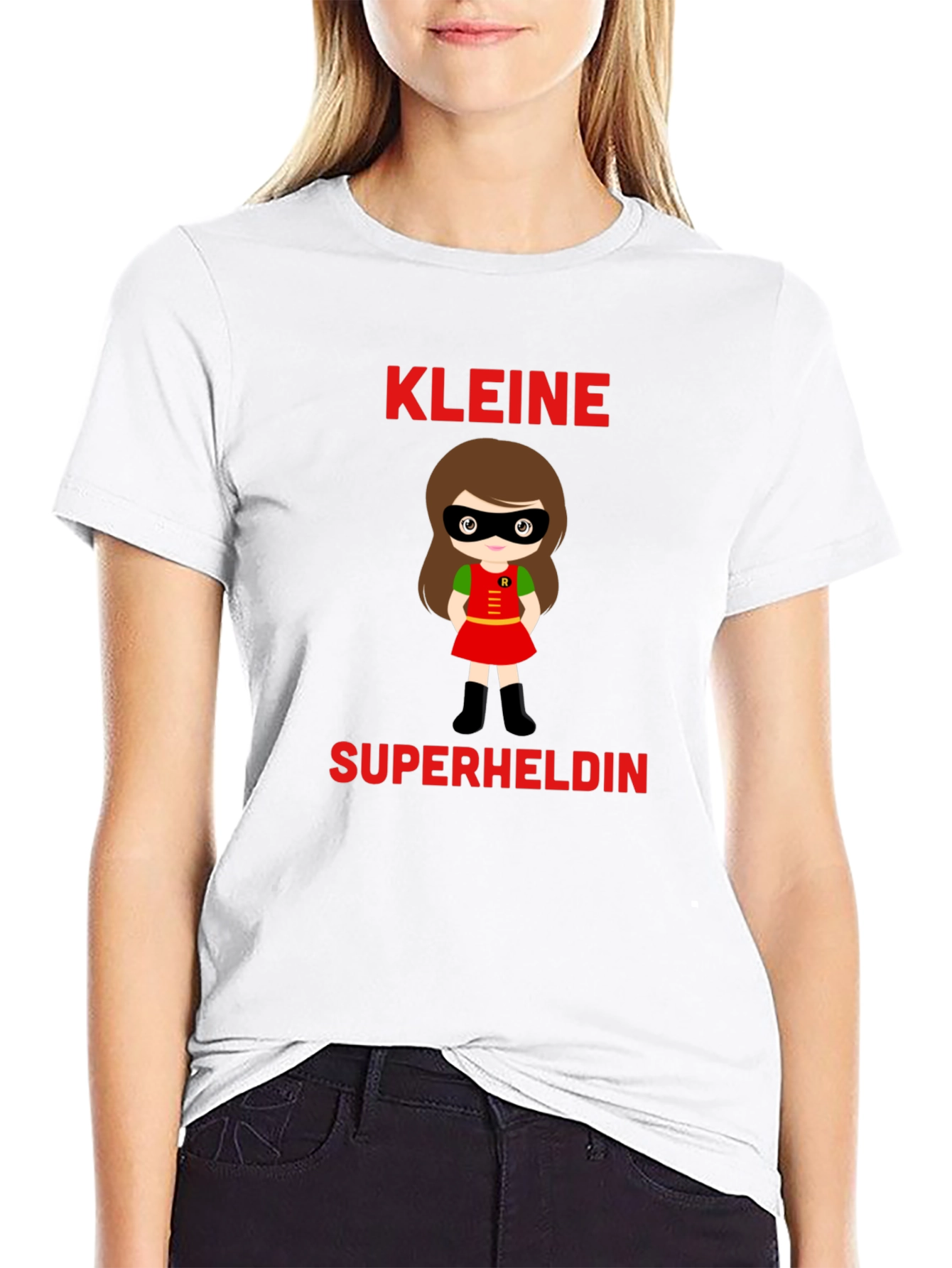 Black Kleine Superheldin T-Shirt - Cute Superhero Girl Tee view 9