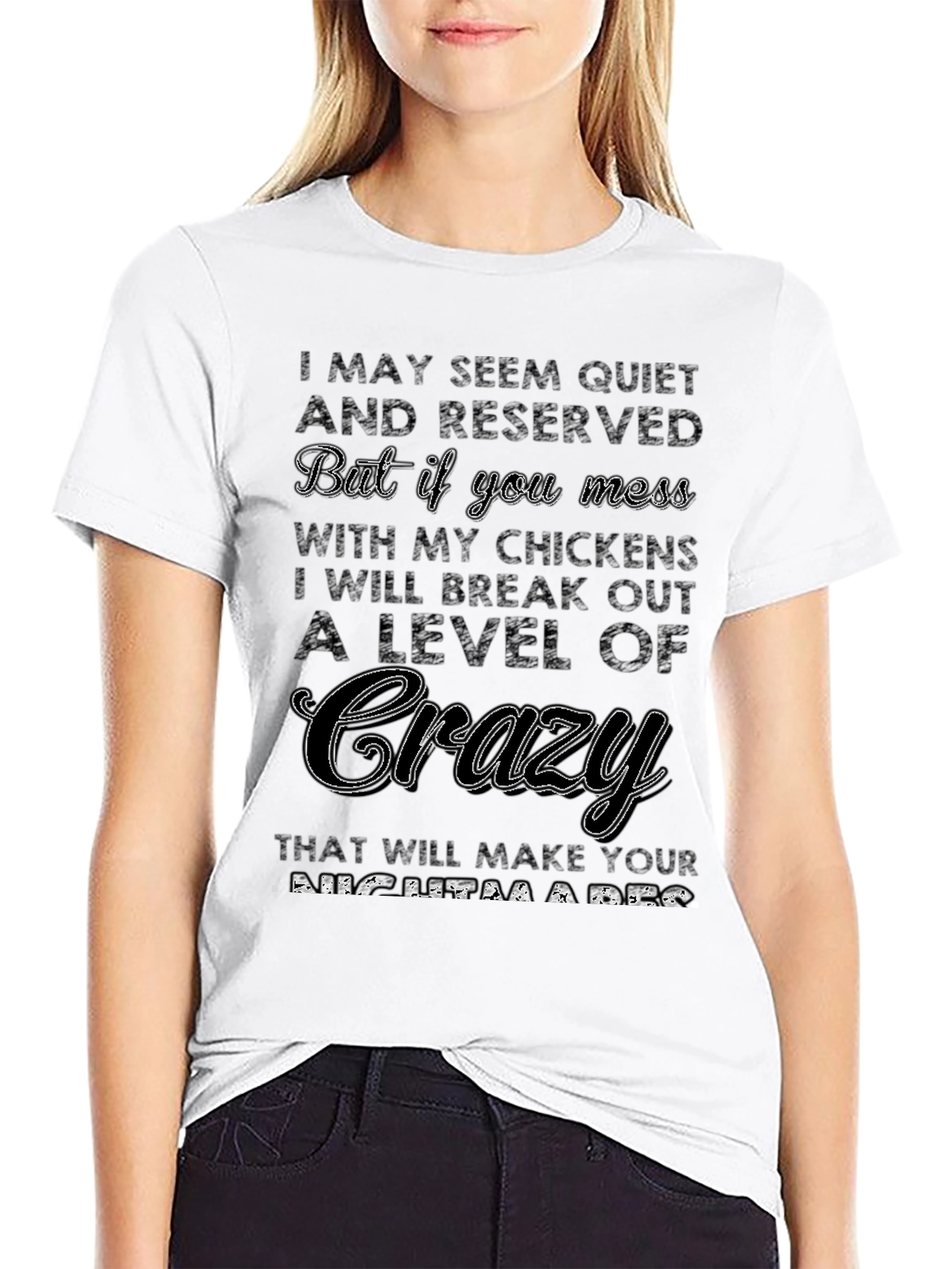 Black Quiet & Reserved Crazy Chicken Lover T-Shirt view 9