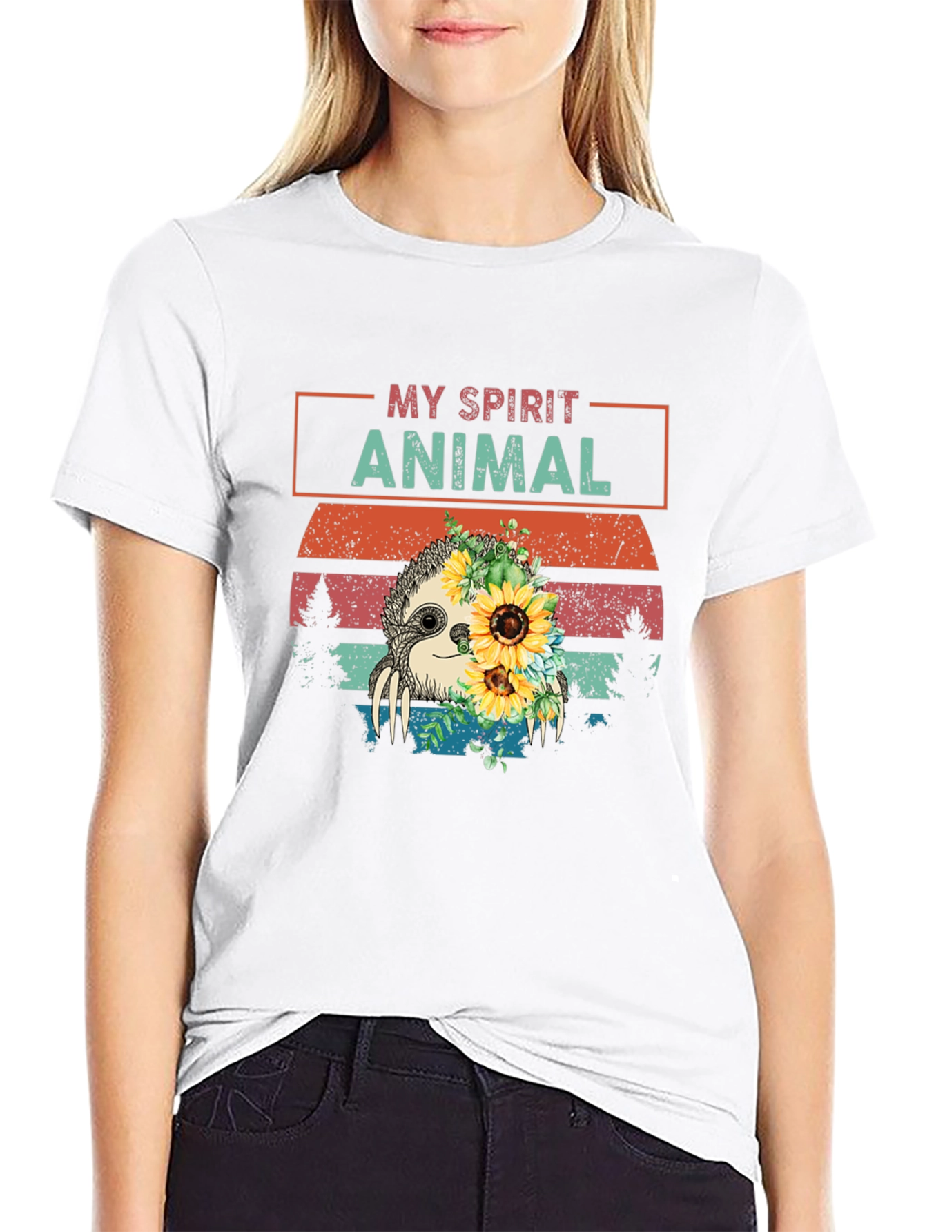 Black My Spirit Animal Sloth Graphic T-Shirt view 9