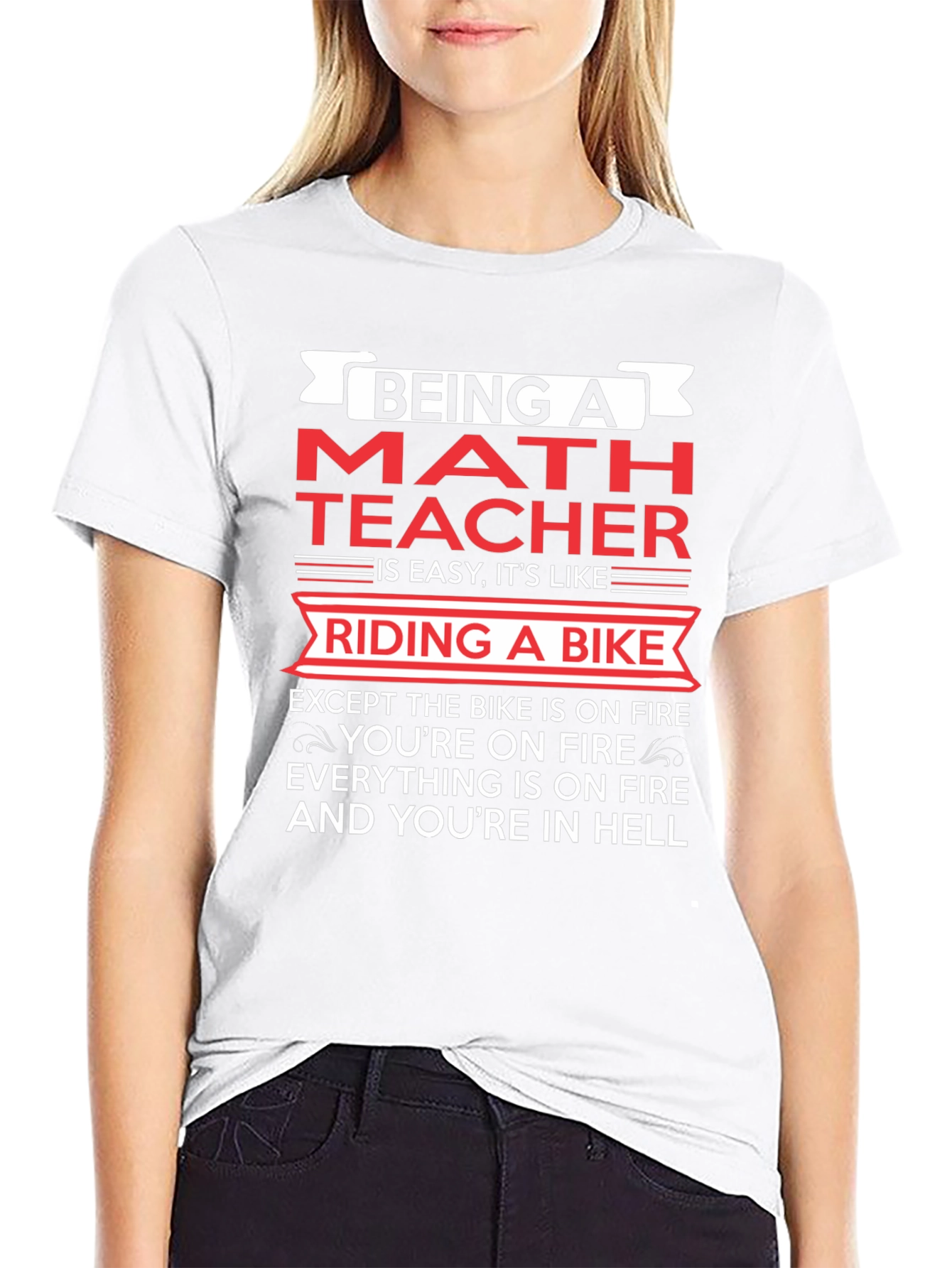 Black Funny Math Teacher Riding a Bike T-Shirt view 9