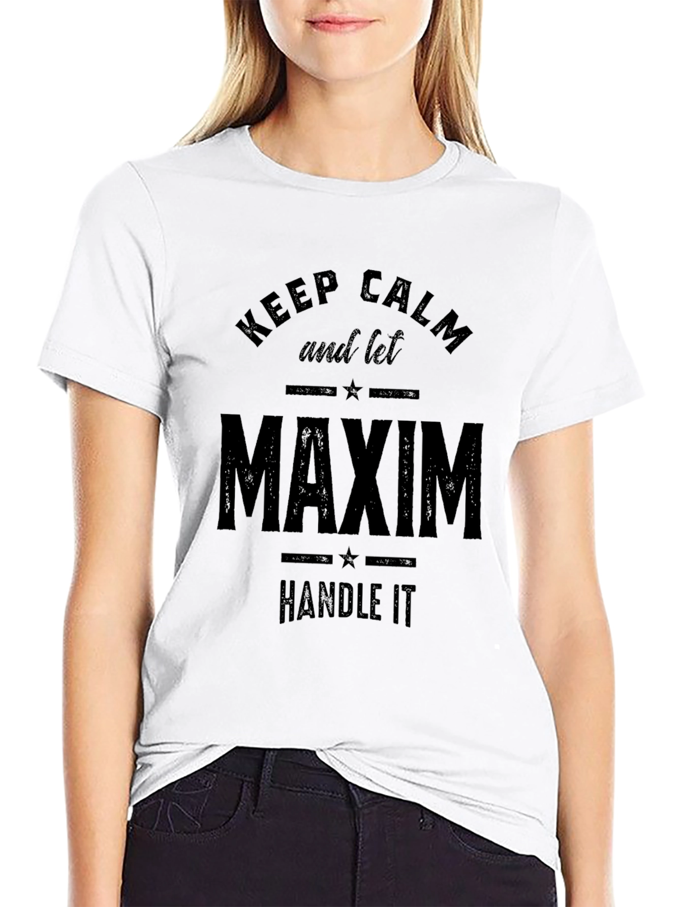 Black Keep Calm, Maxim Can Handle It T-Shirt view 9