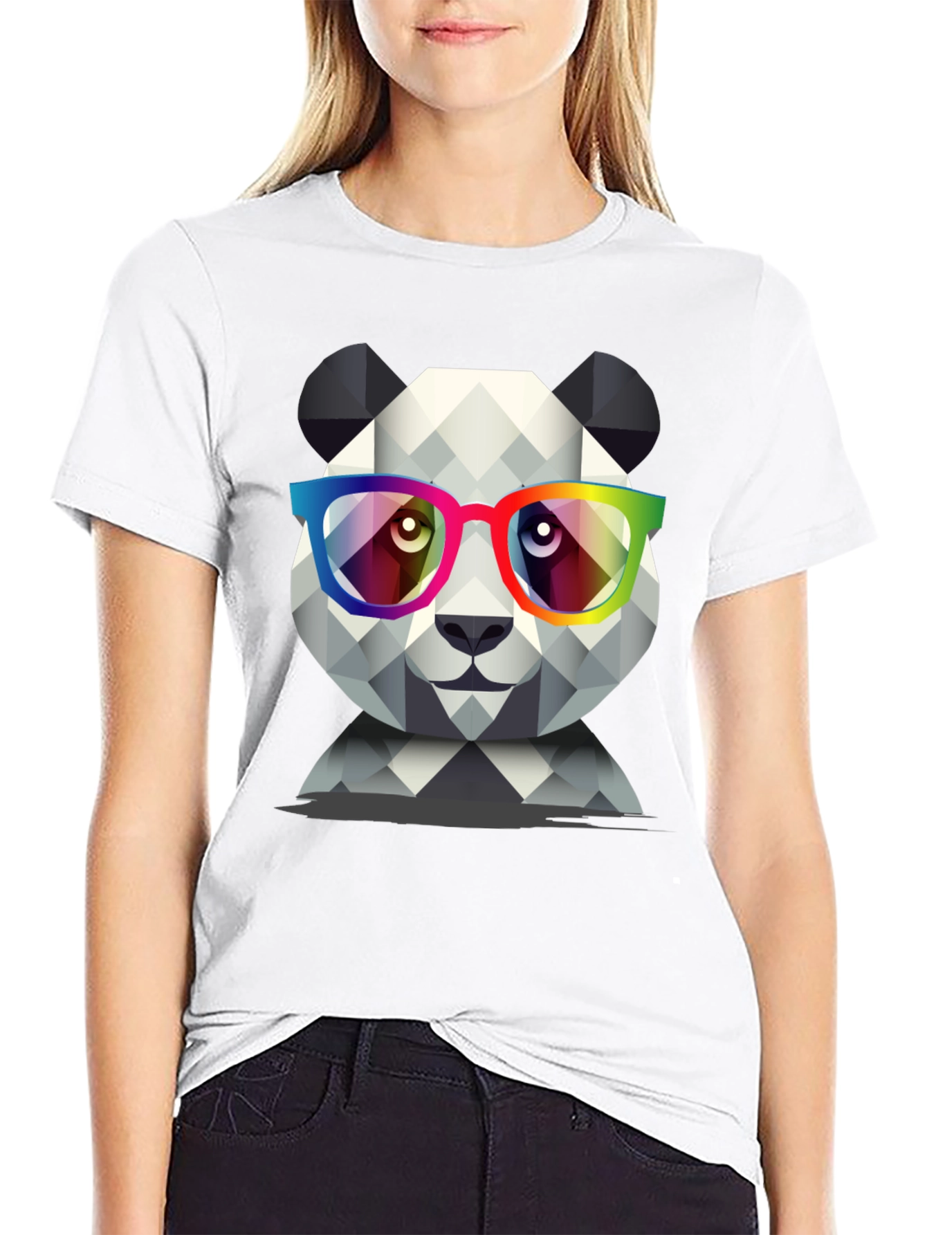 Black Geometric Panda T-Shirt view 9