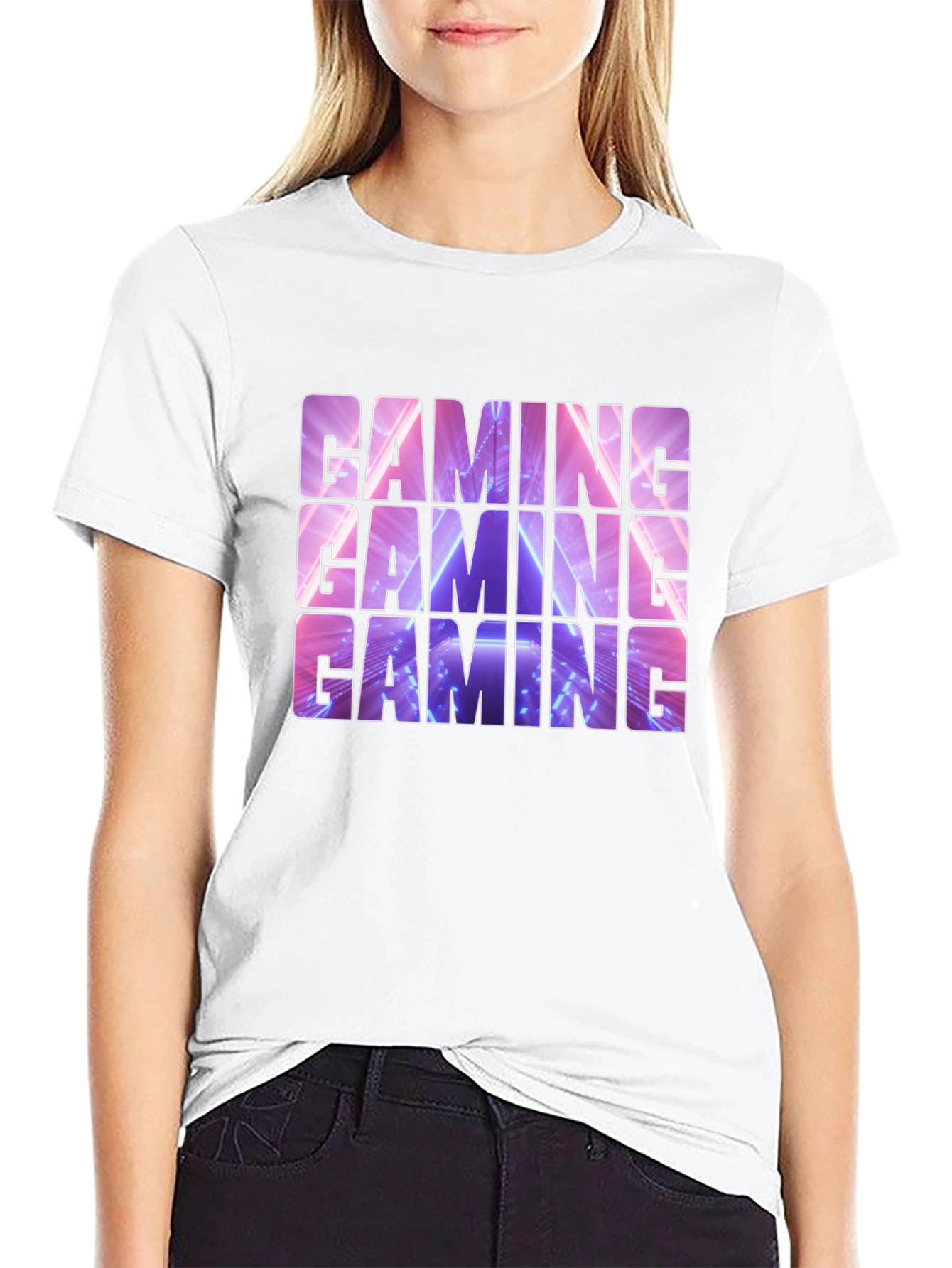Black Gaming T-Shirt - Neon Design view 9