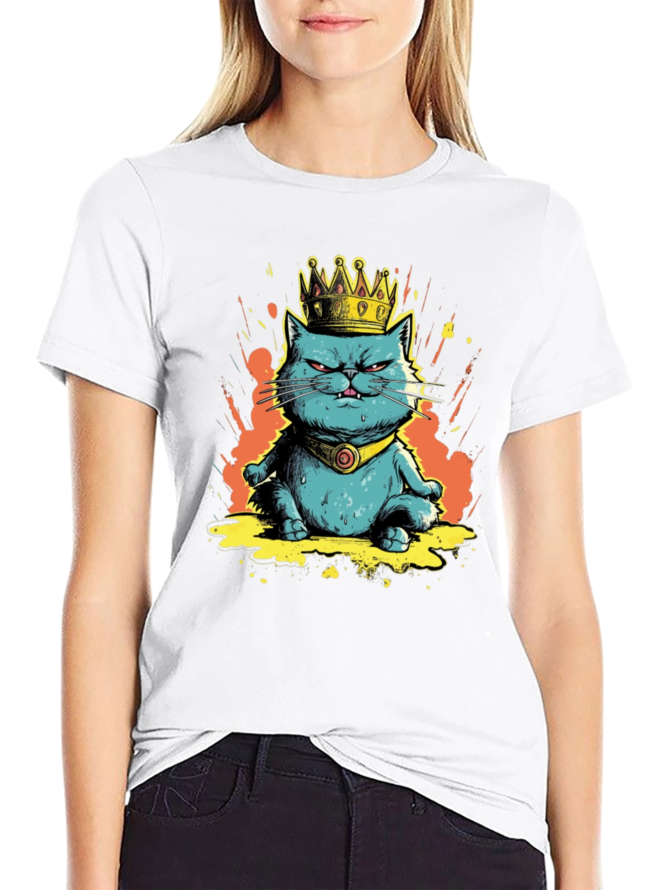 Black King Cat Graphic Tee - Royal Feline Fun view 9