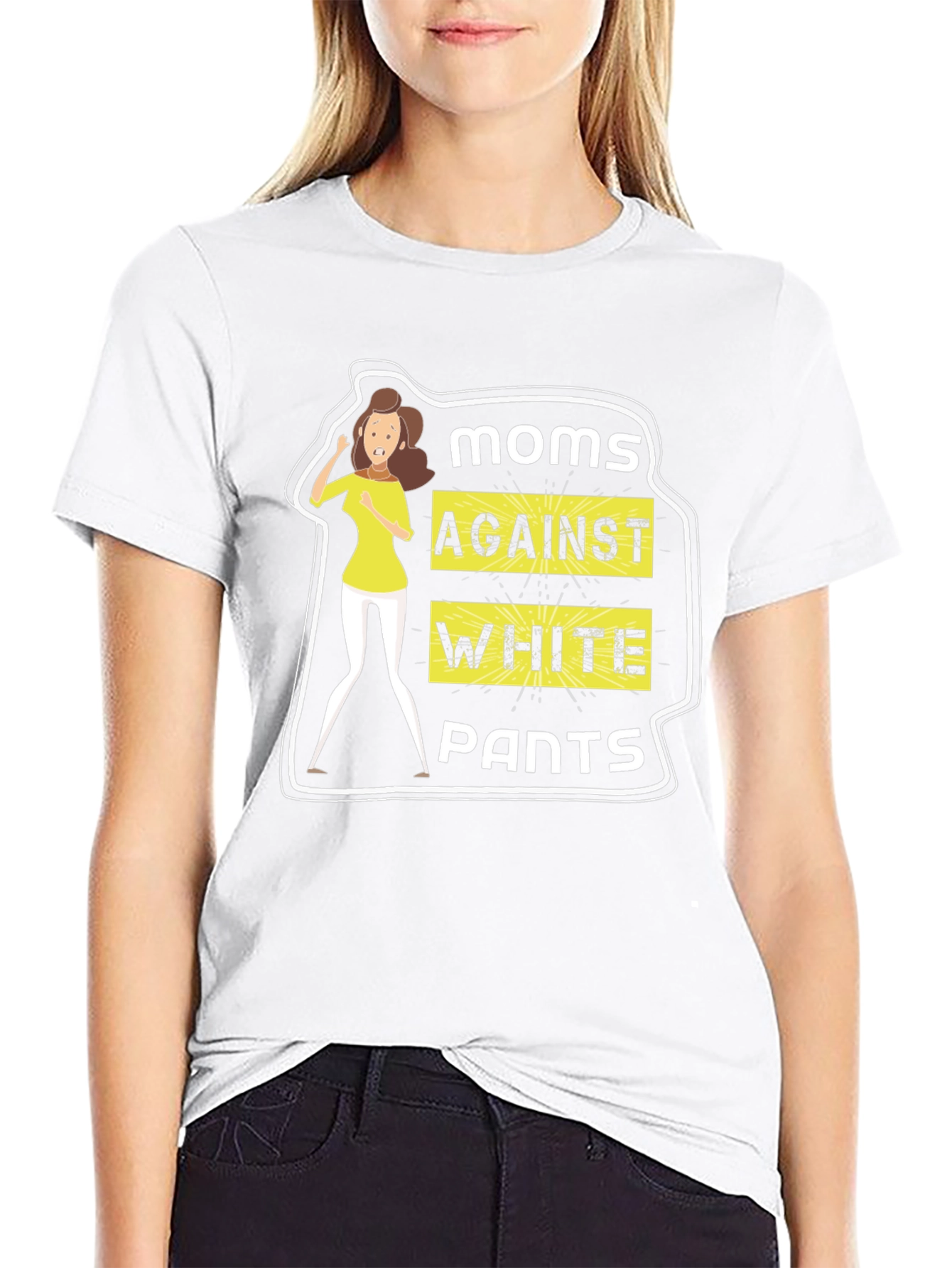Black Moms Against White Pants Graphic Tee view 9
