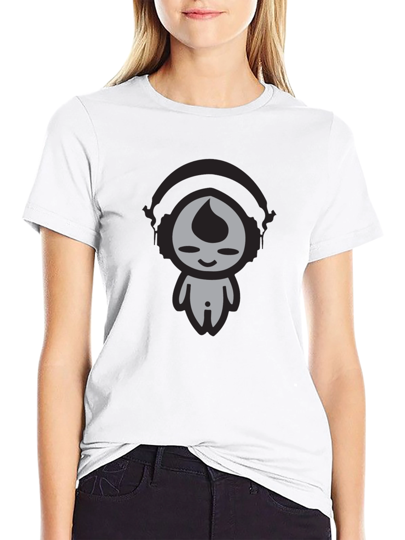 Black Cool Cartoon Character Graphic Black T-Shirt view 9